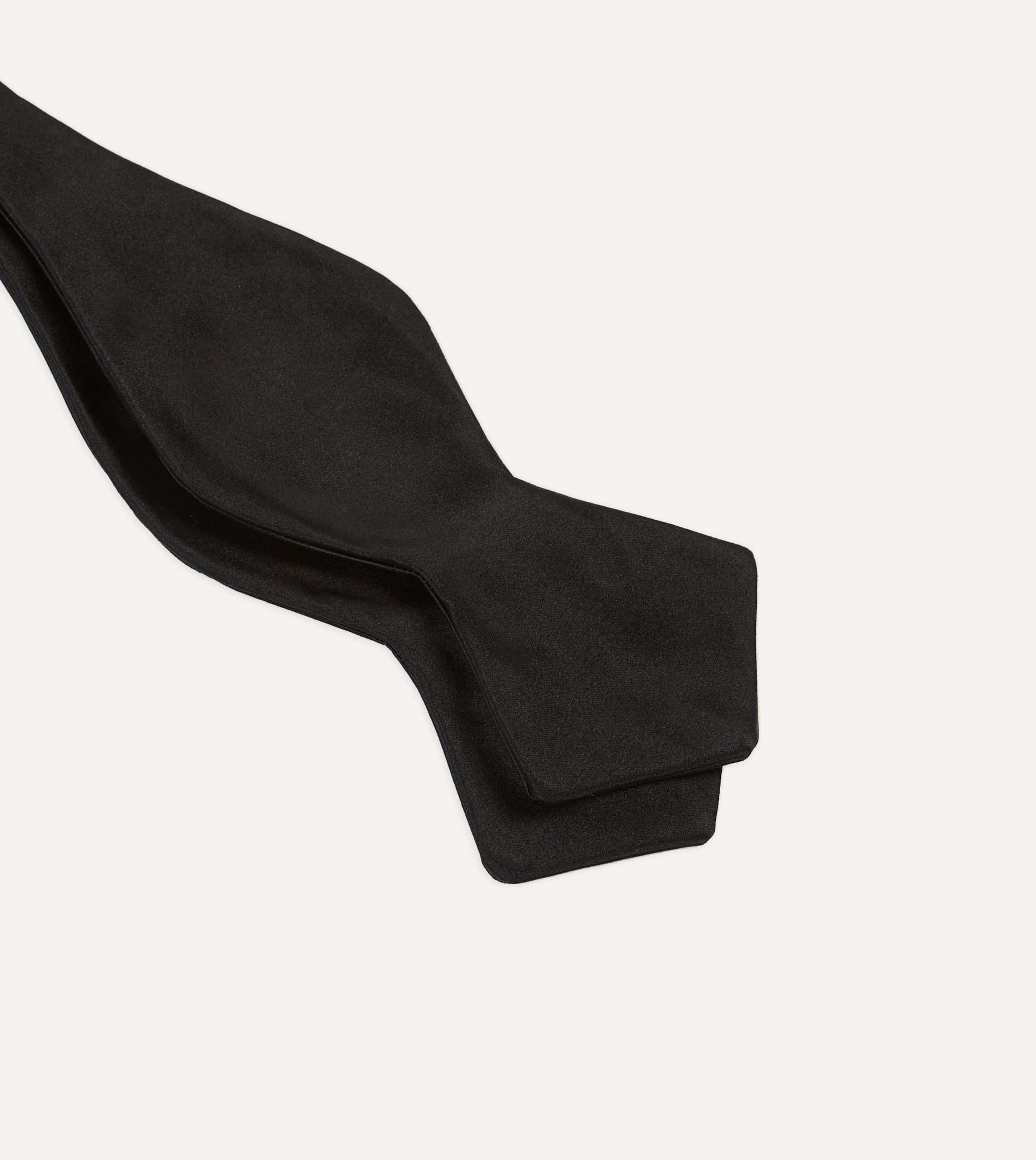 Black Self-Tie Satin Batwing Bow Tie - Image 2