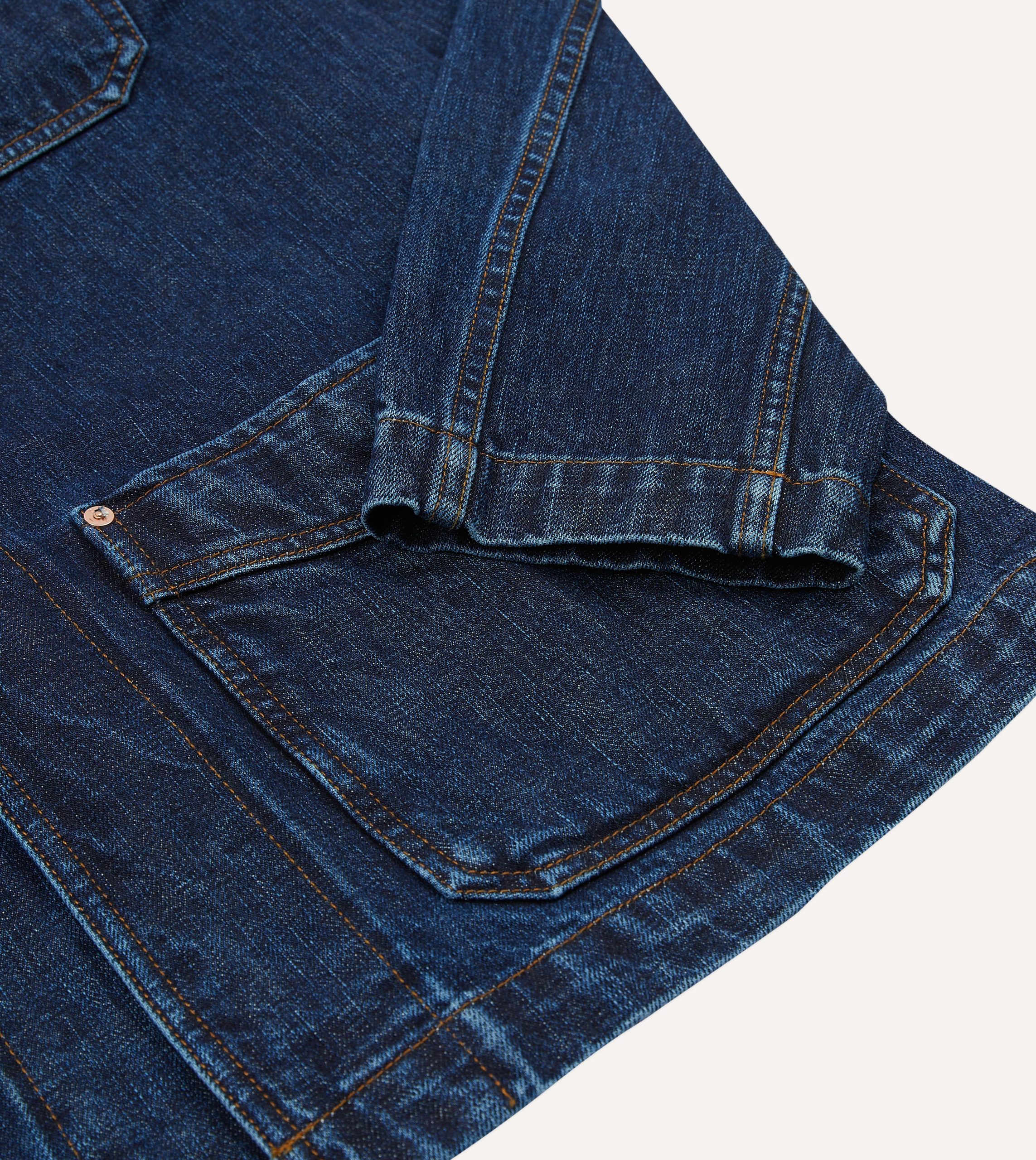 Stone Wash Selvedge Denim Five-Pocket Chore Jacket - Image 5