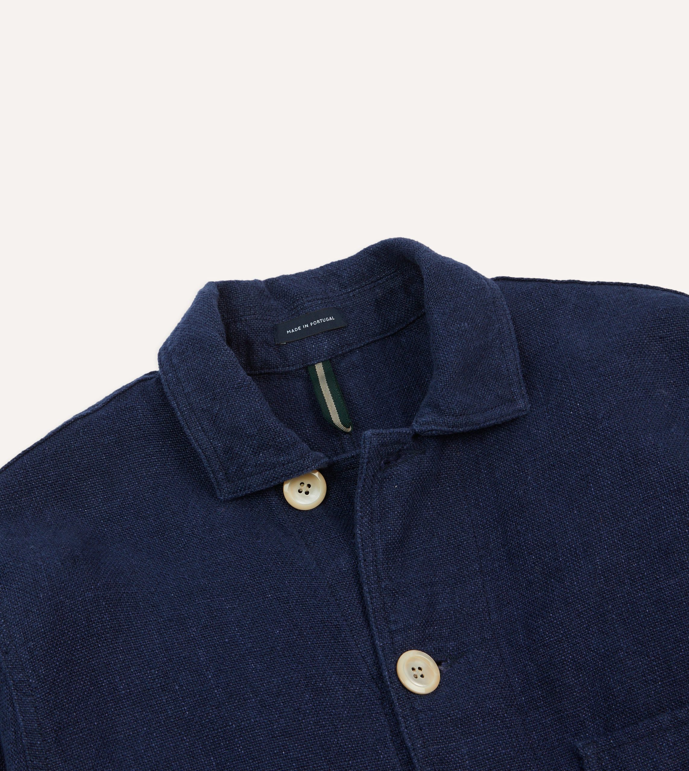 Navy Linen Five-Pocket Chore Jacket - Image 3
