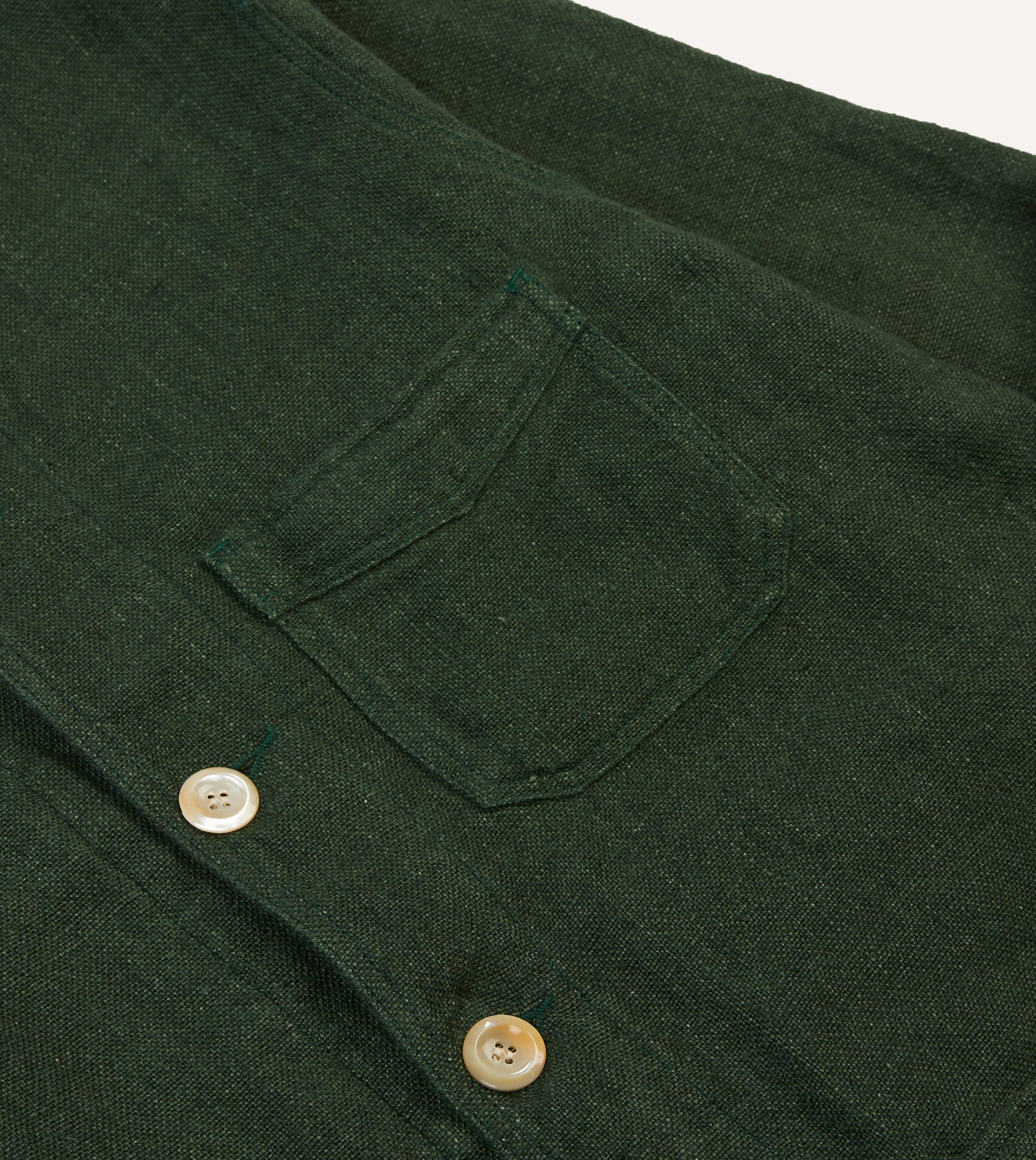 Green Linen Five-Pocket Chore Jacket - Image 4