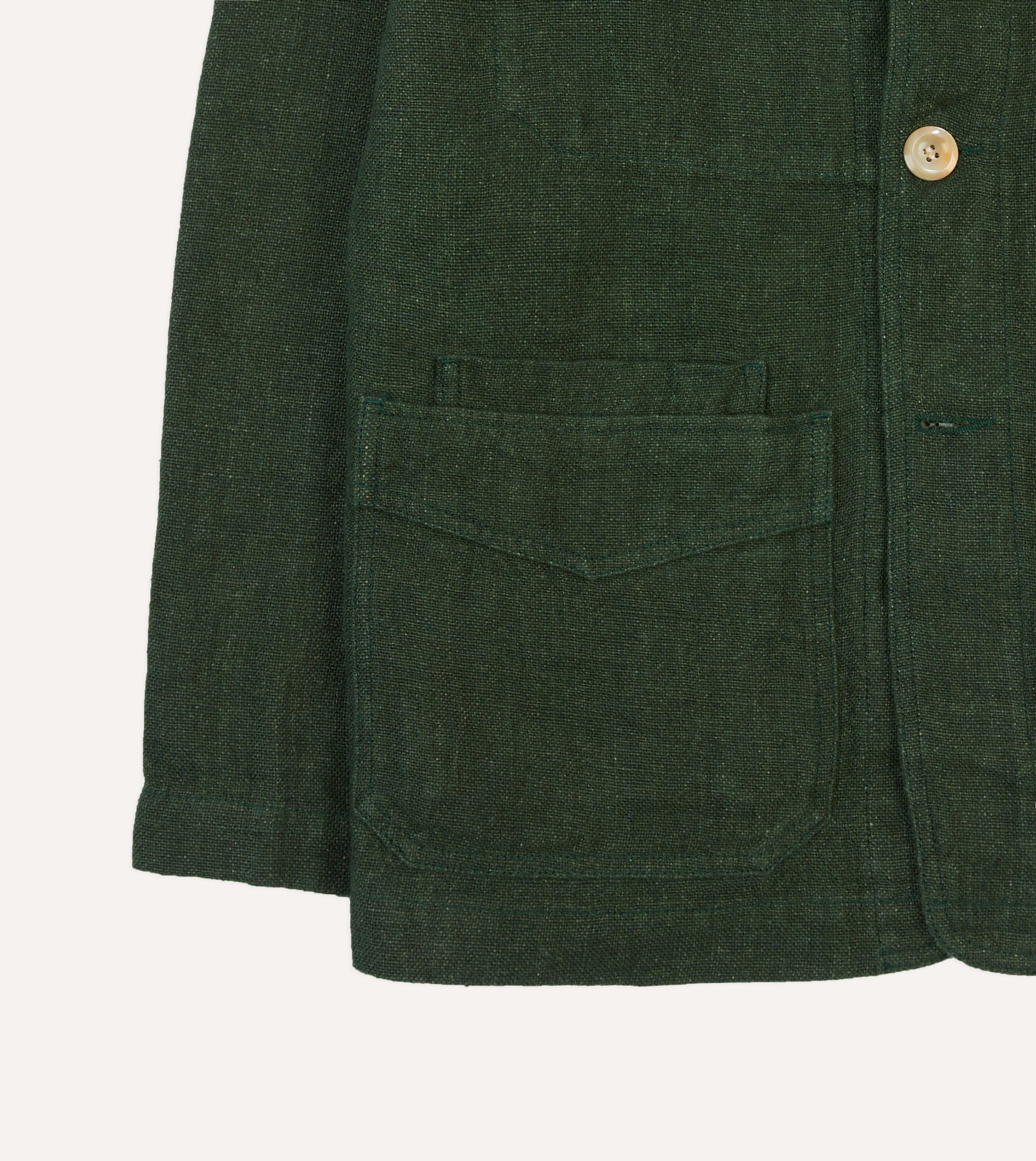 Green Linen Five-Pocket Chore Jacket - Image 6
