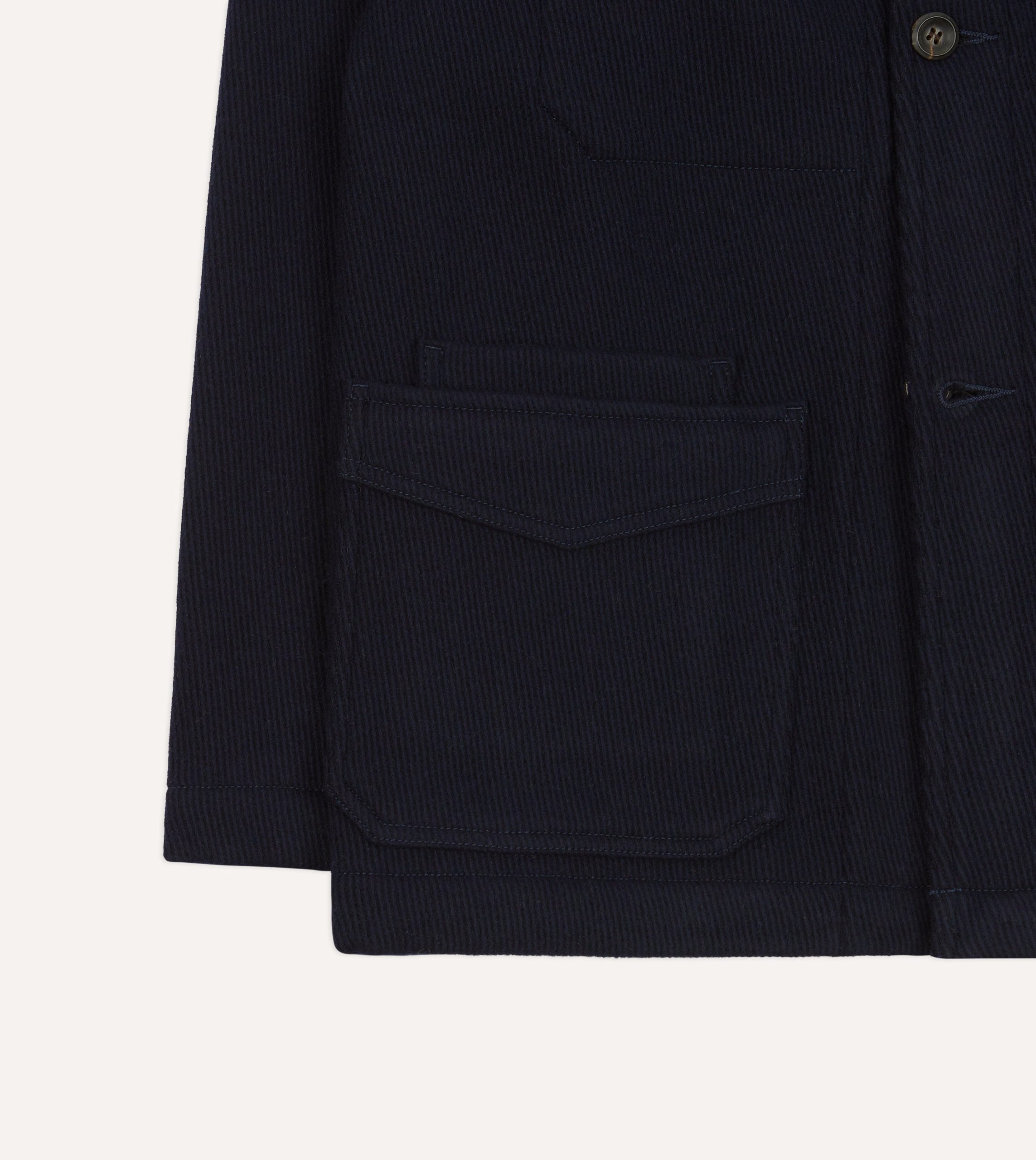 Navy Wool Five-Pocket Chore Jacket - Image 6