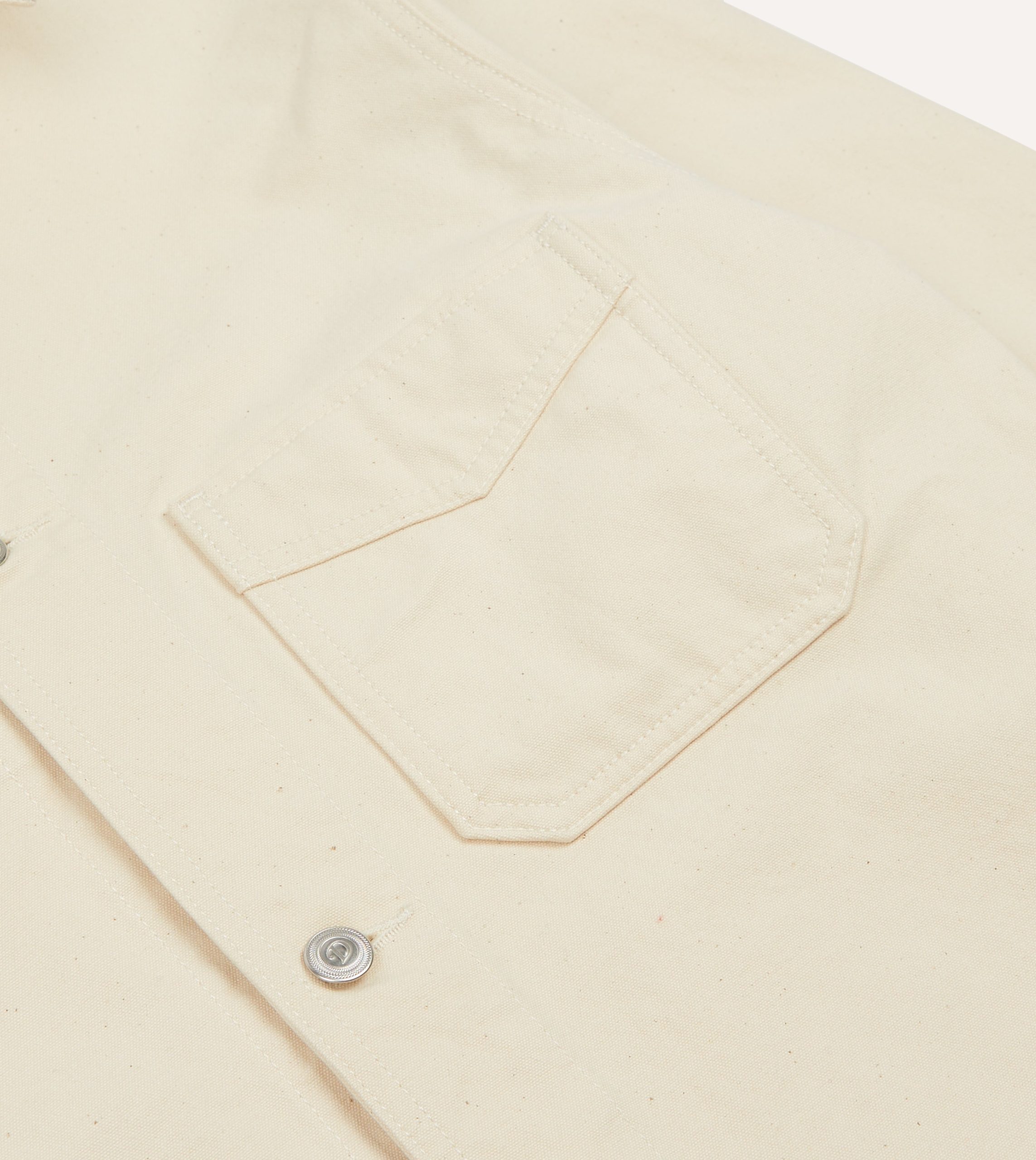 Ecru Cotton Duck Canvas Five-Pocket Chore Jacket - Image 4