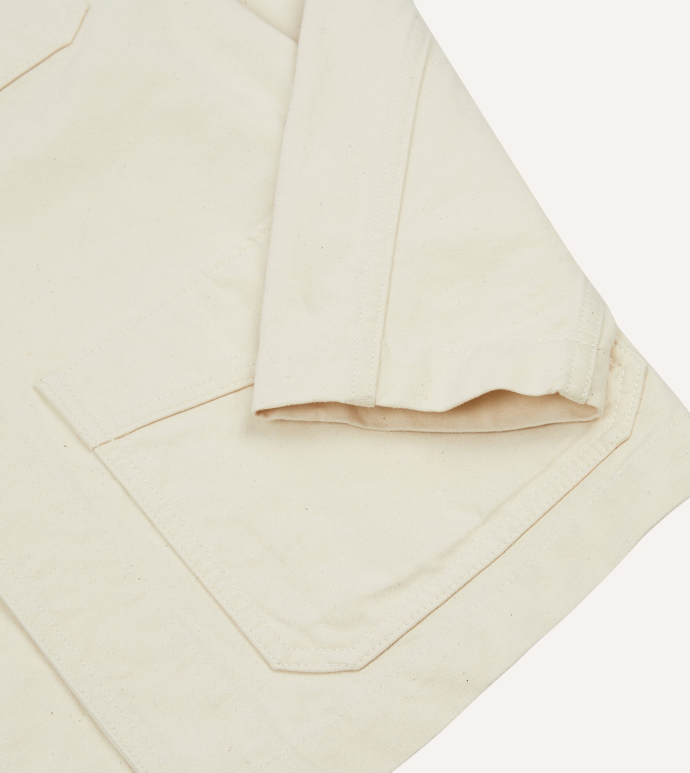 Ecru Cotton Duck Canvas Five-Pocket Chore Jacket - Image 5