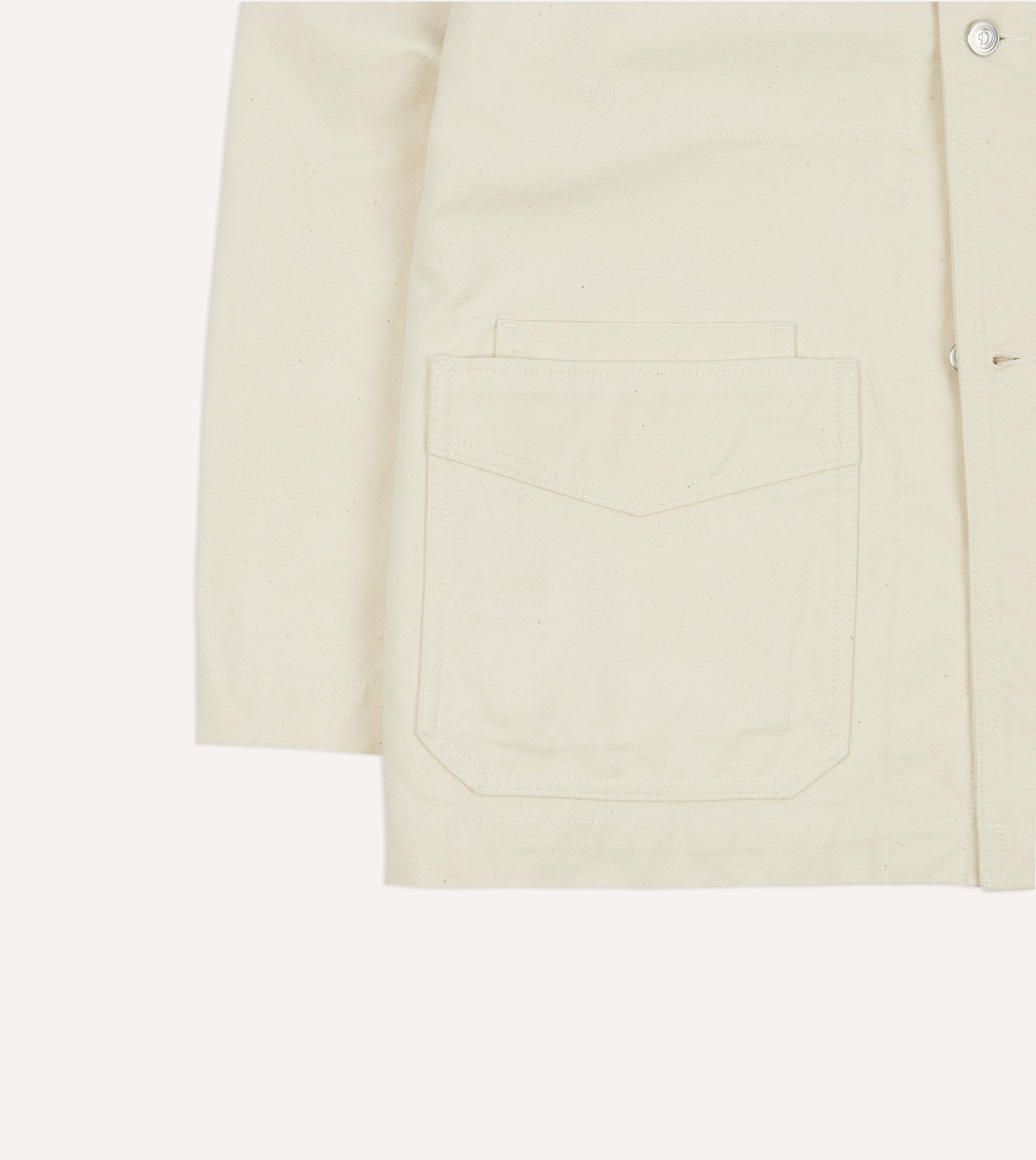 Ecru Cotton Duck Canvas Five-Pocket Chore Jacket - Image 6