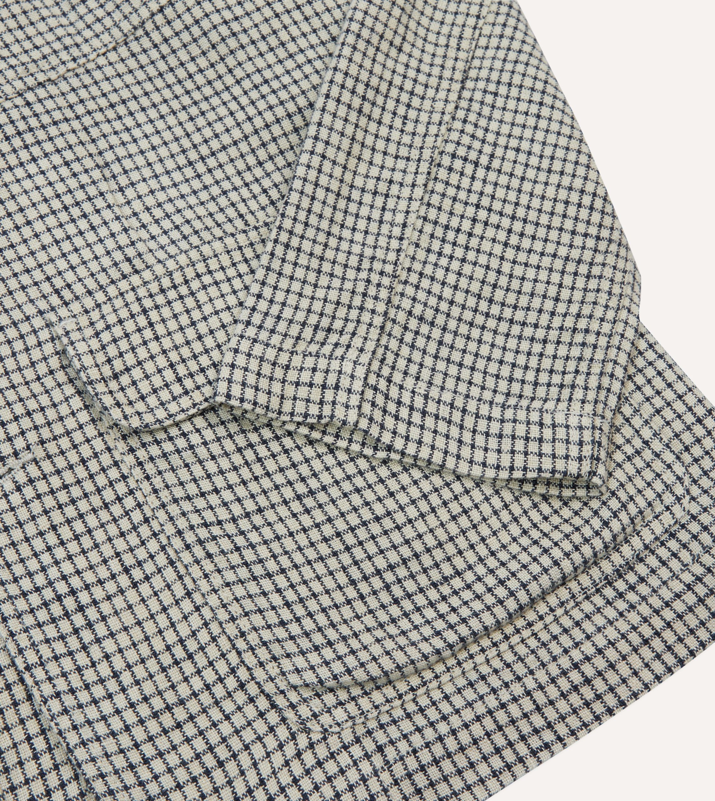 Ecru Check Linen Forestiere Jacket - Image 5