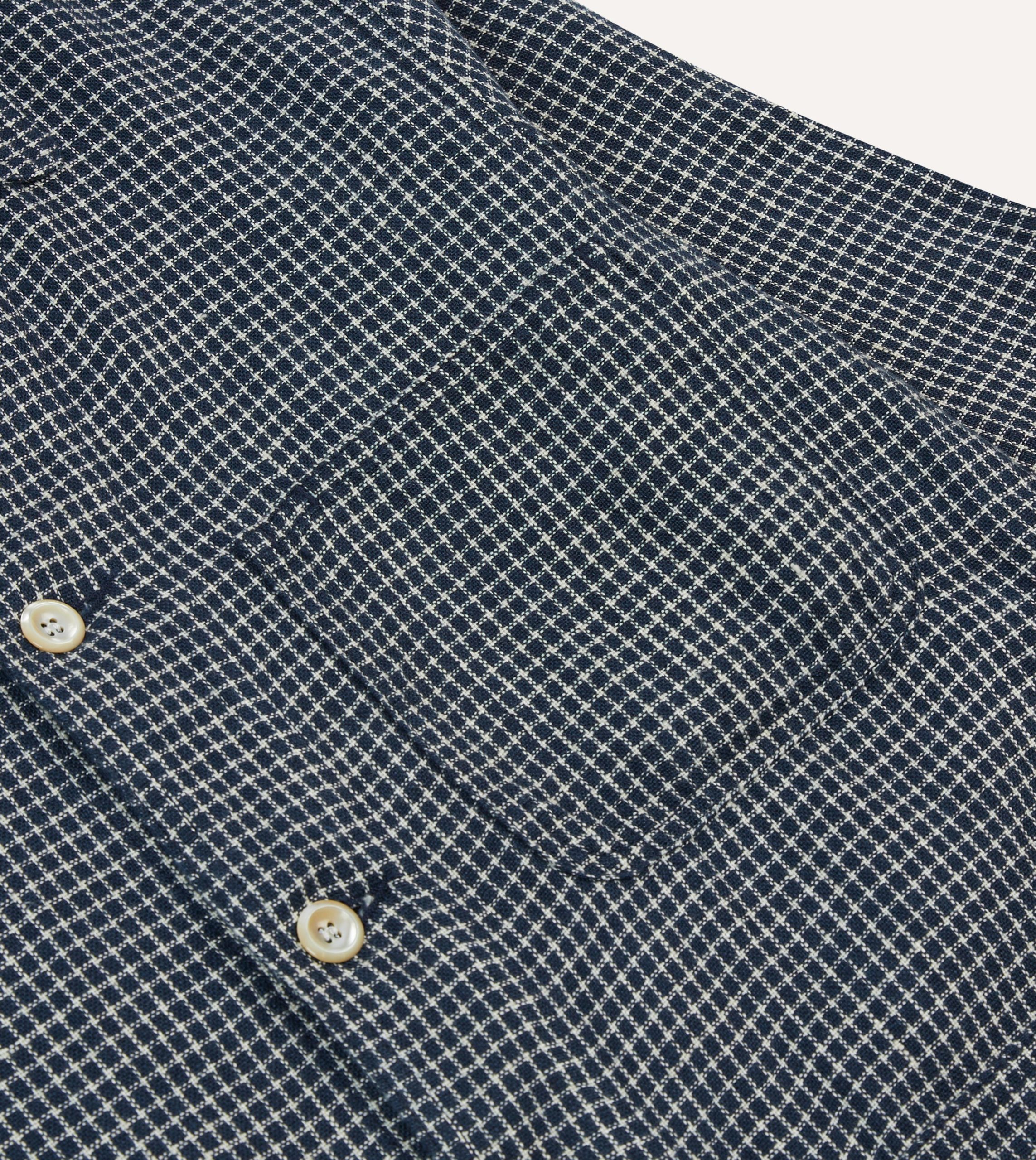St. JOHN by Drake's Navy Check Linen Fatigue Jacket - Image 4