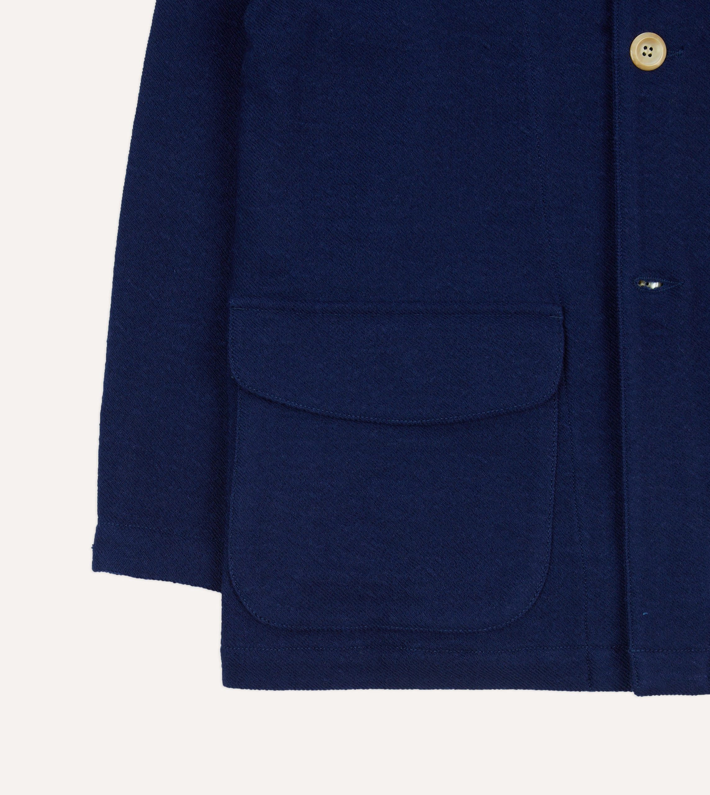 Blue Wool-Linen Three-Pocket Chore Jacket - Image 7