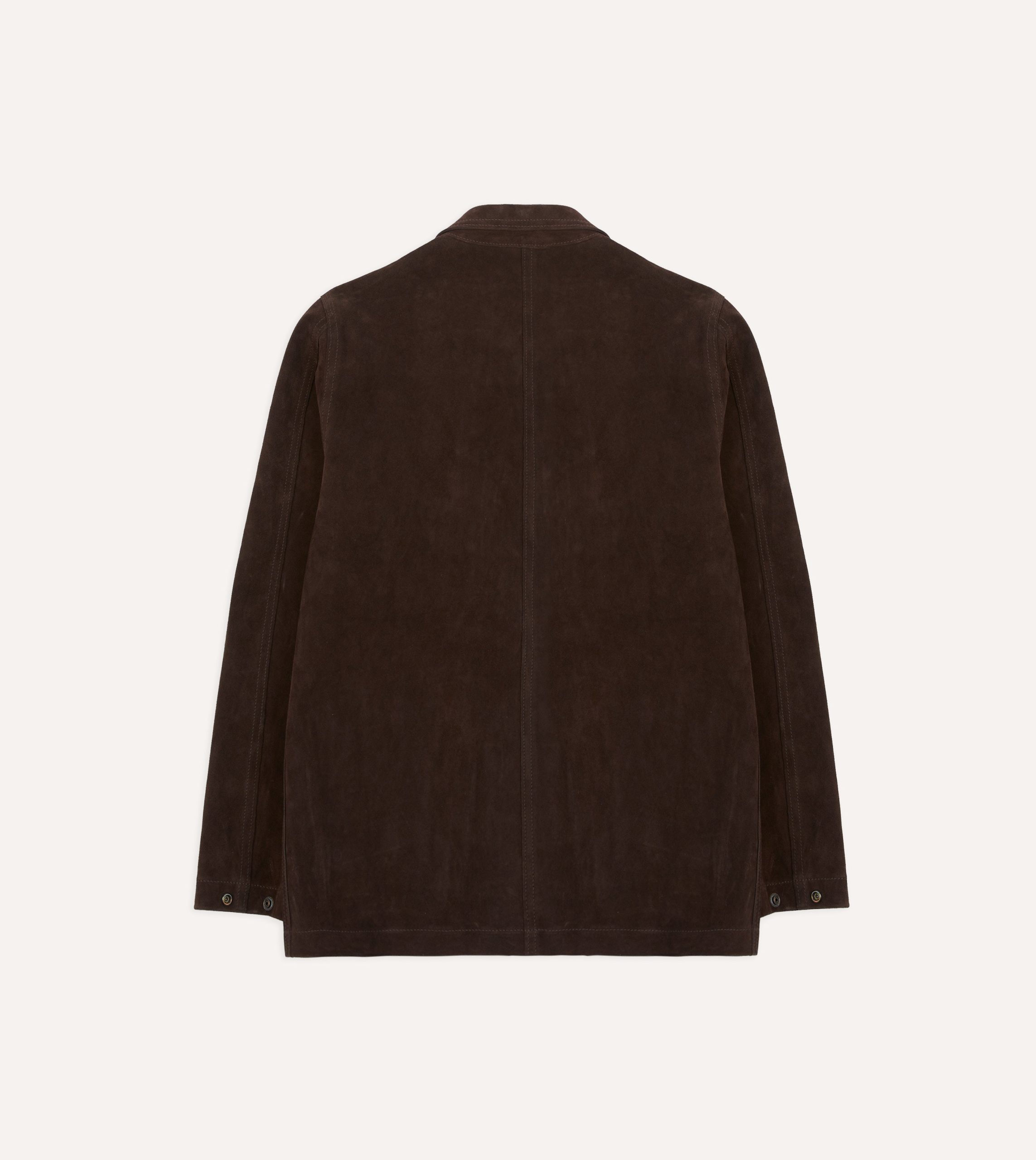 Chocolate Brown Heavyweight Suede Five-Pocket Chore Jacket - Image 8