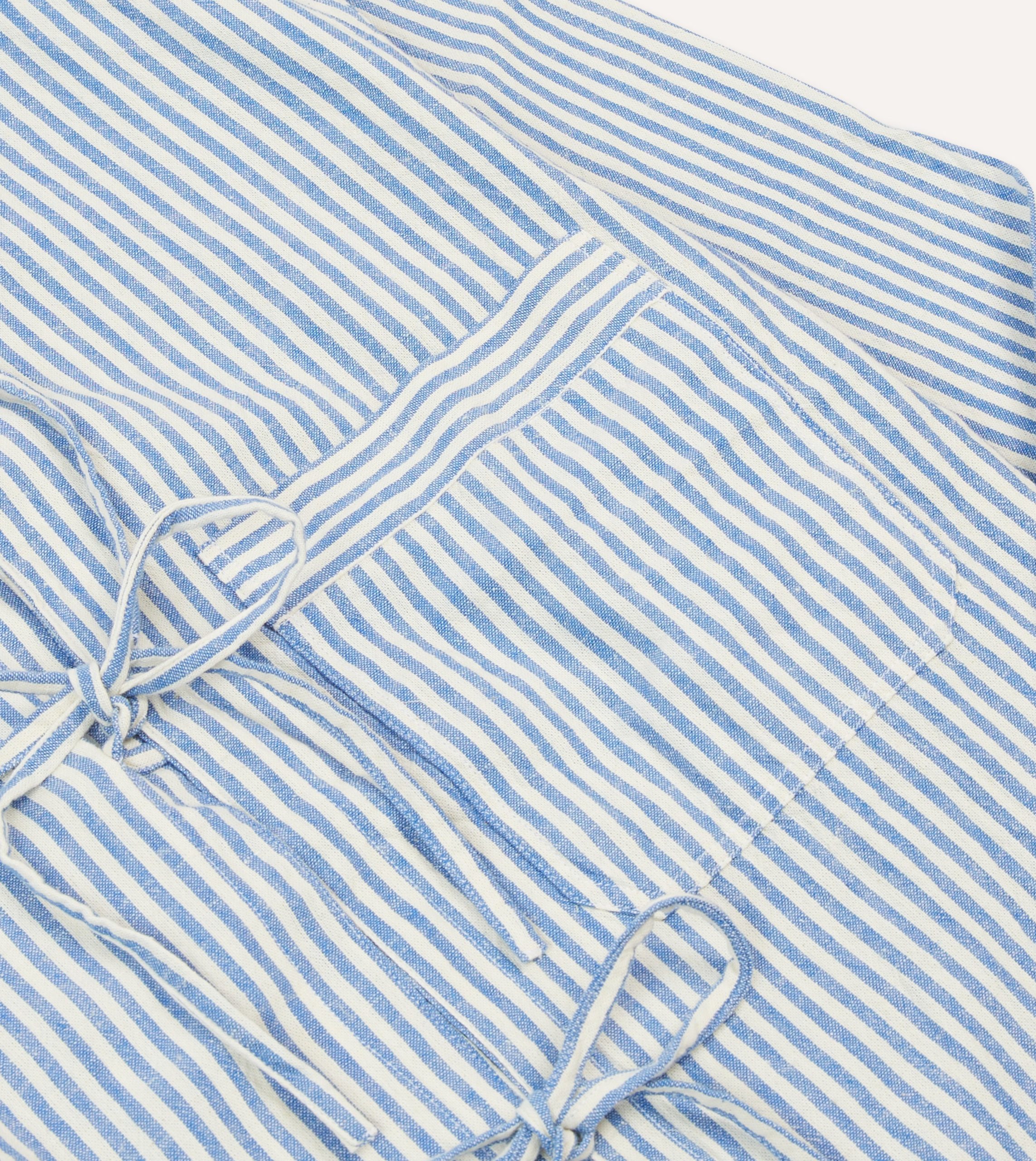 Blue and Ecru Stripe Tie Front Lightweight Overshirt - Image 4