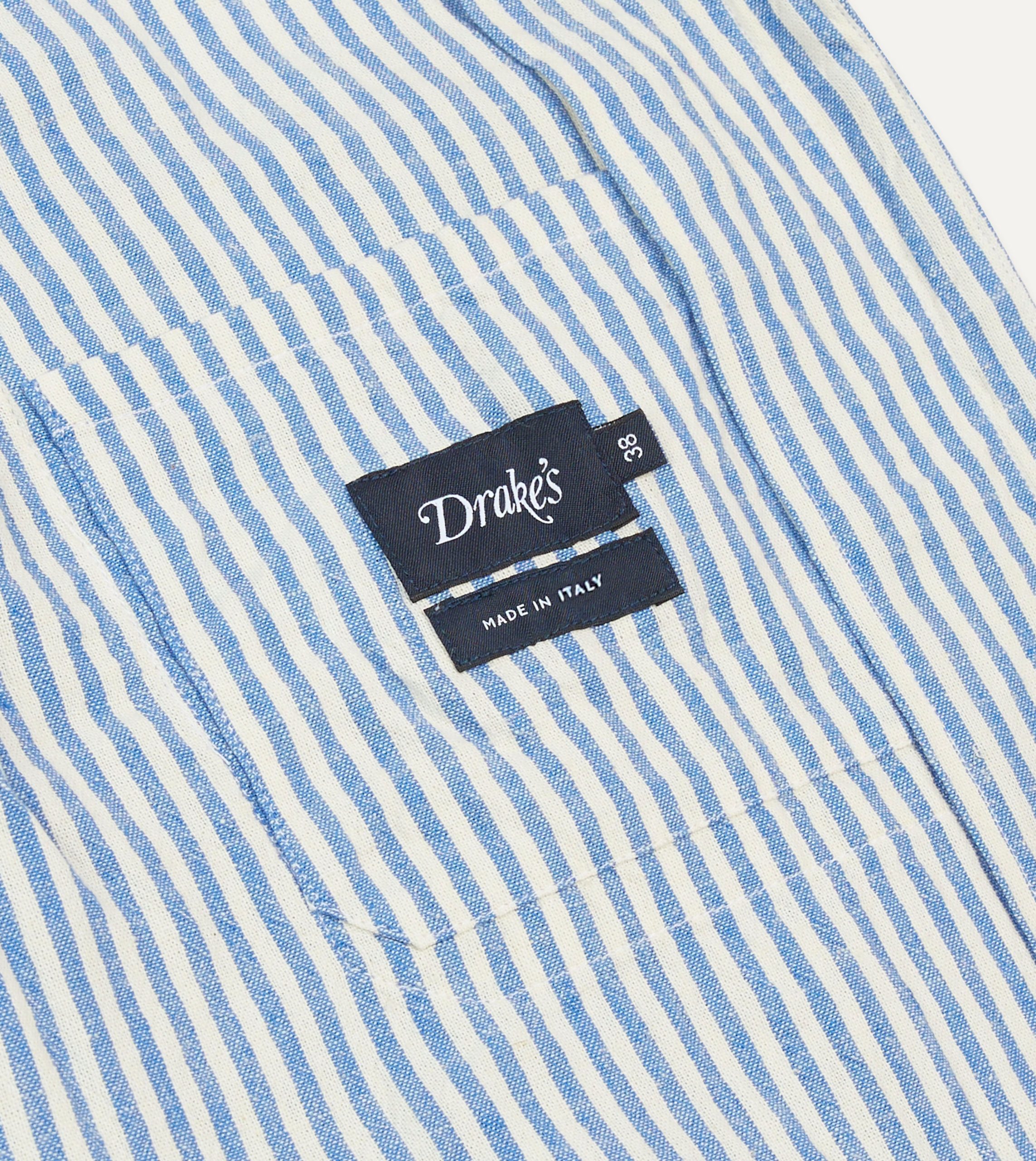 Blue and Ecru Stripe Tie Front Lightweight Overshirt - Image 8