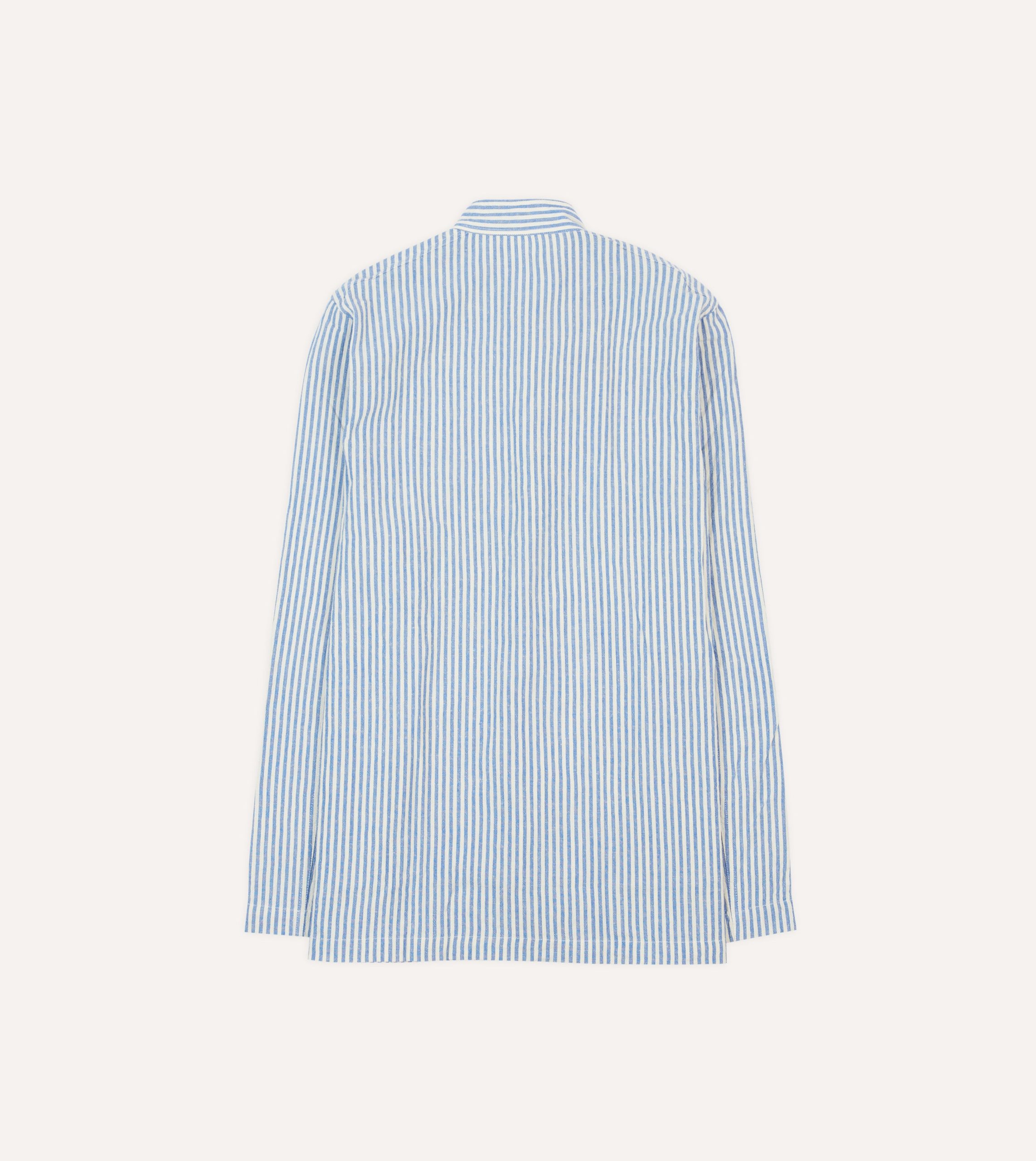 Blue and Ecru Stripe Tie Front Lightweight Overshirt - Image 9