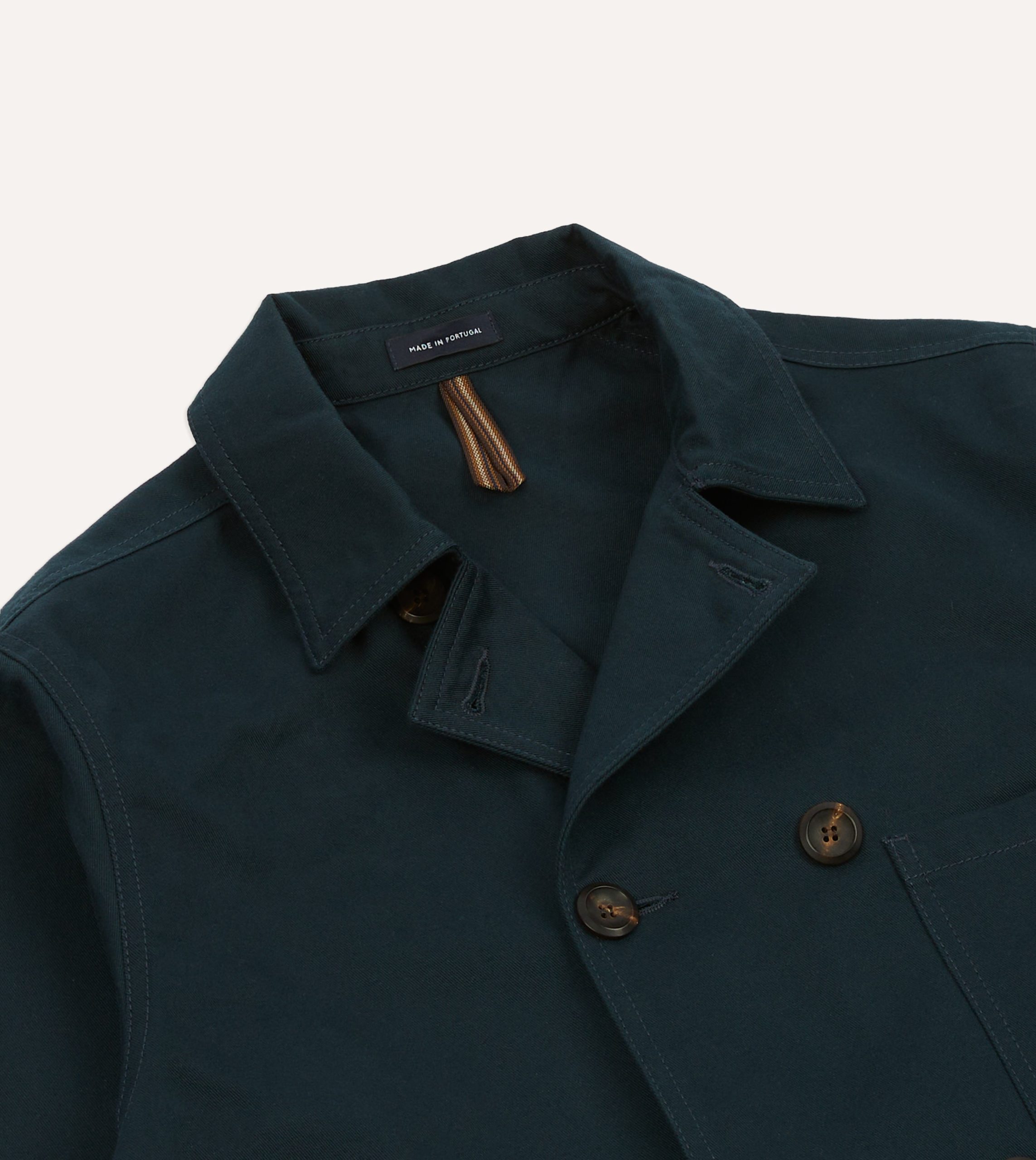 Navy Cotton Double-Breasted Chore Coat - Image 3