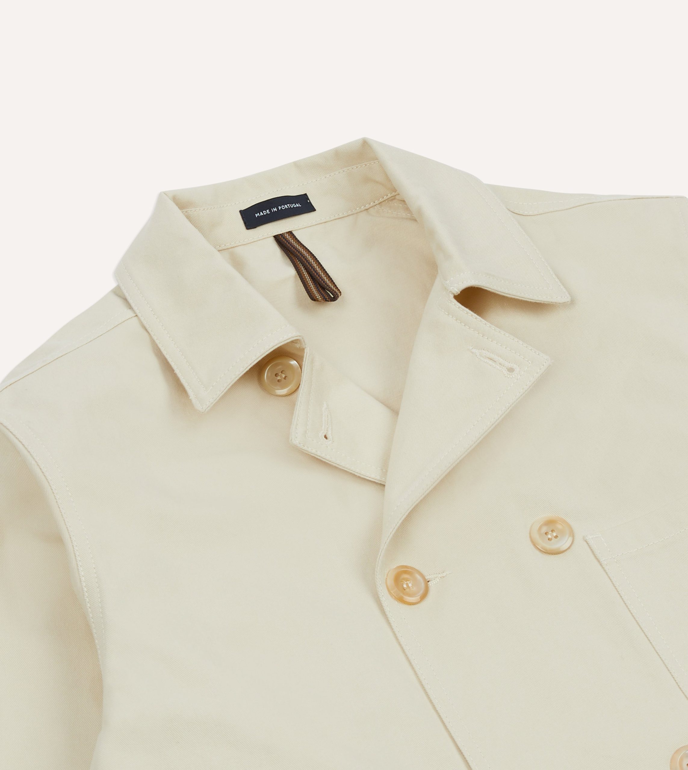 Ecru Cotton Double-Breasted Chore Coat - Image 3
