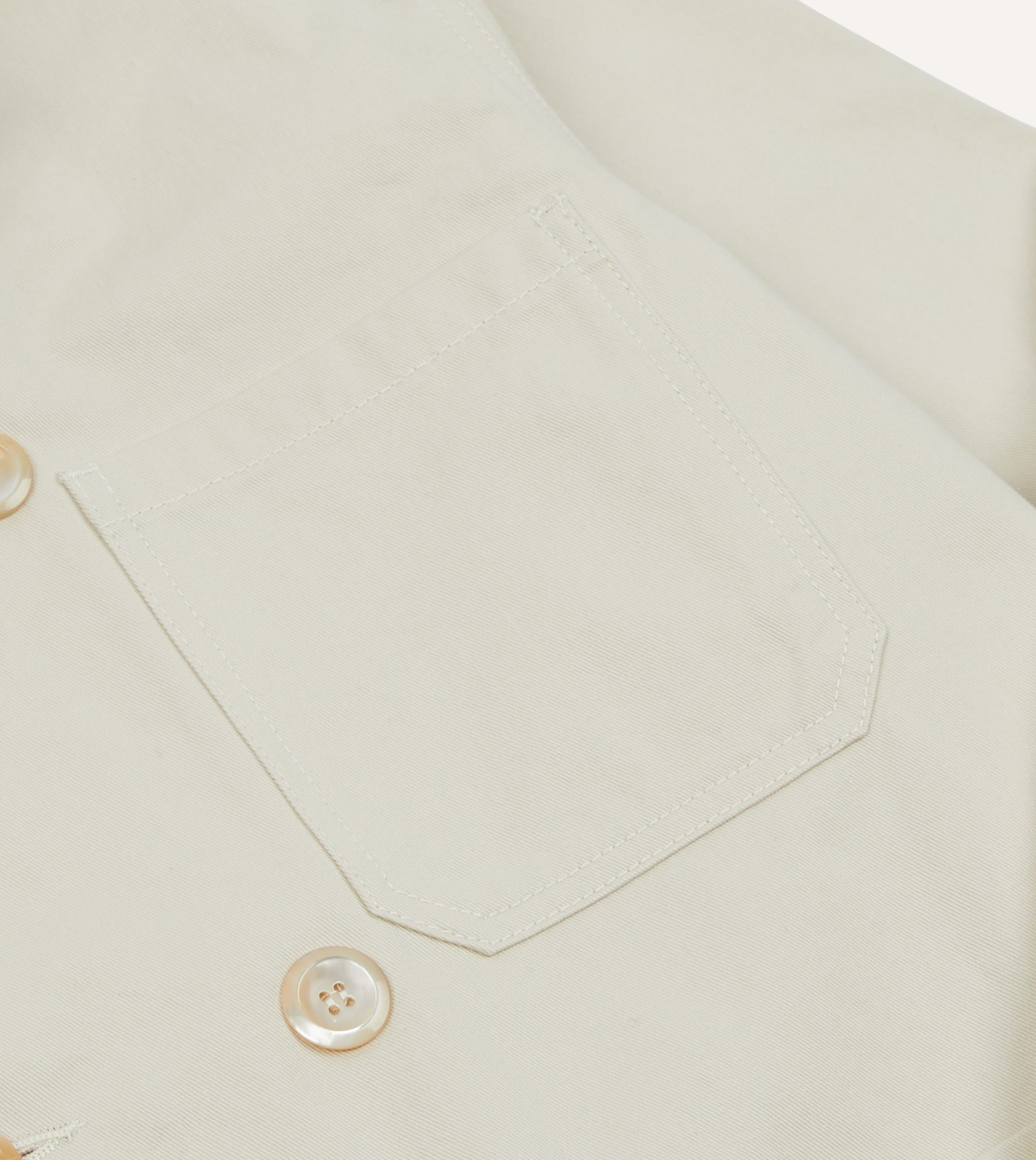 Ecru Cotton Double-Breasted Chore Coat - Image 4