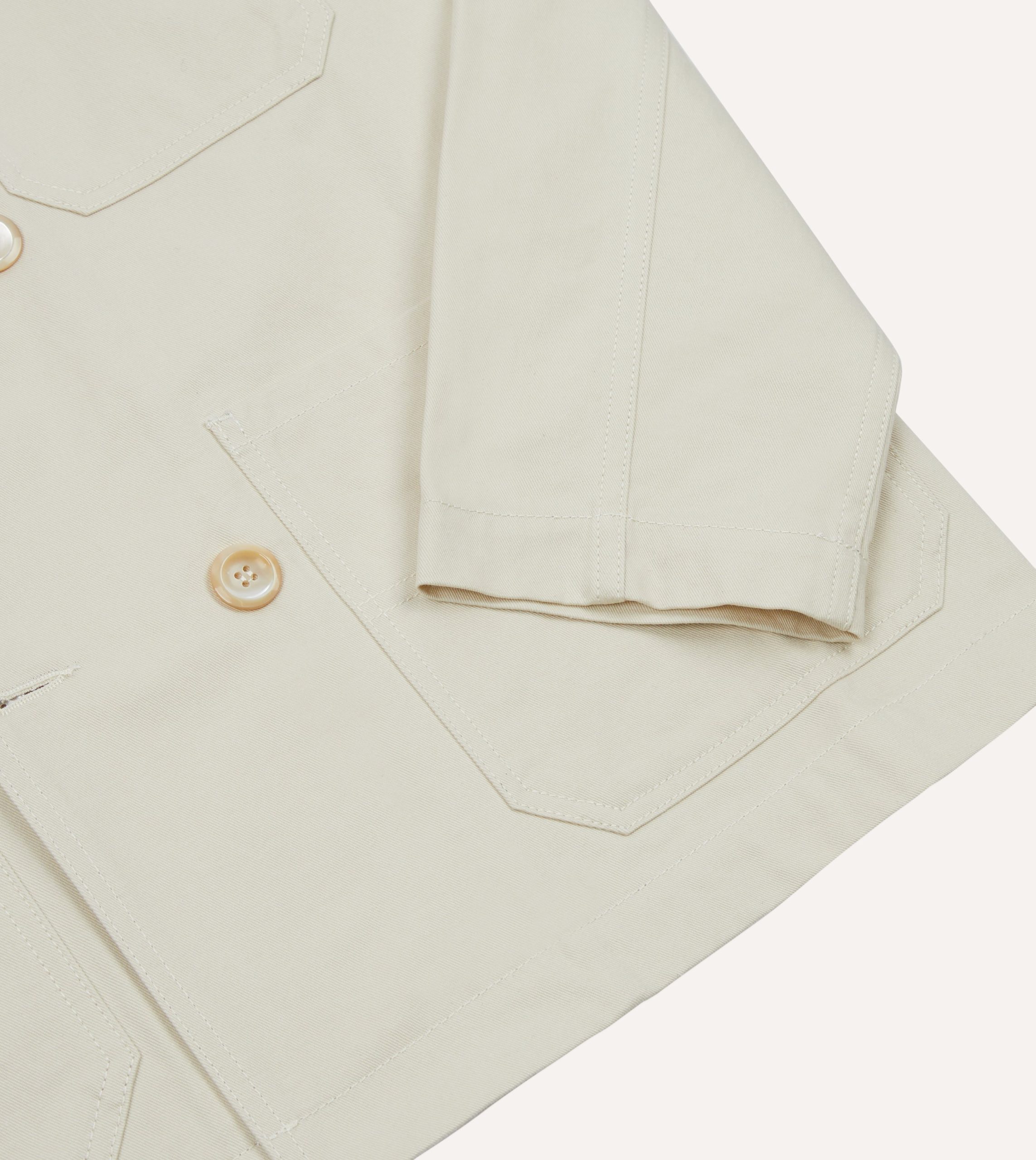 Ecru Cotton Double-Breasted Chore Coat - Image 5