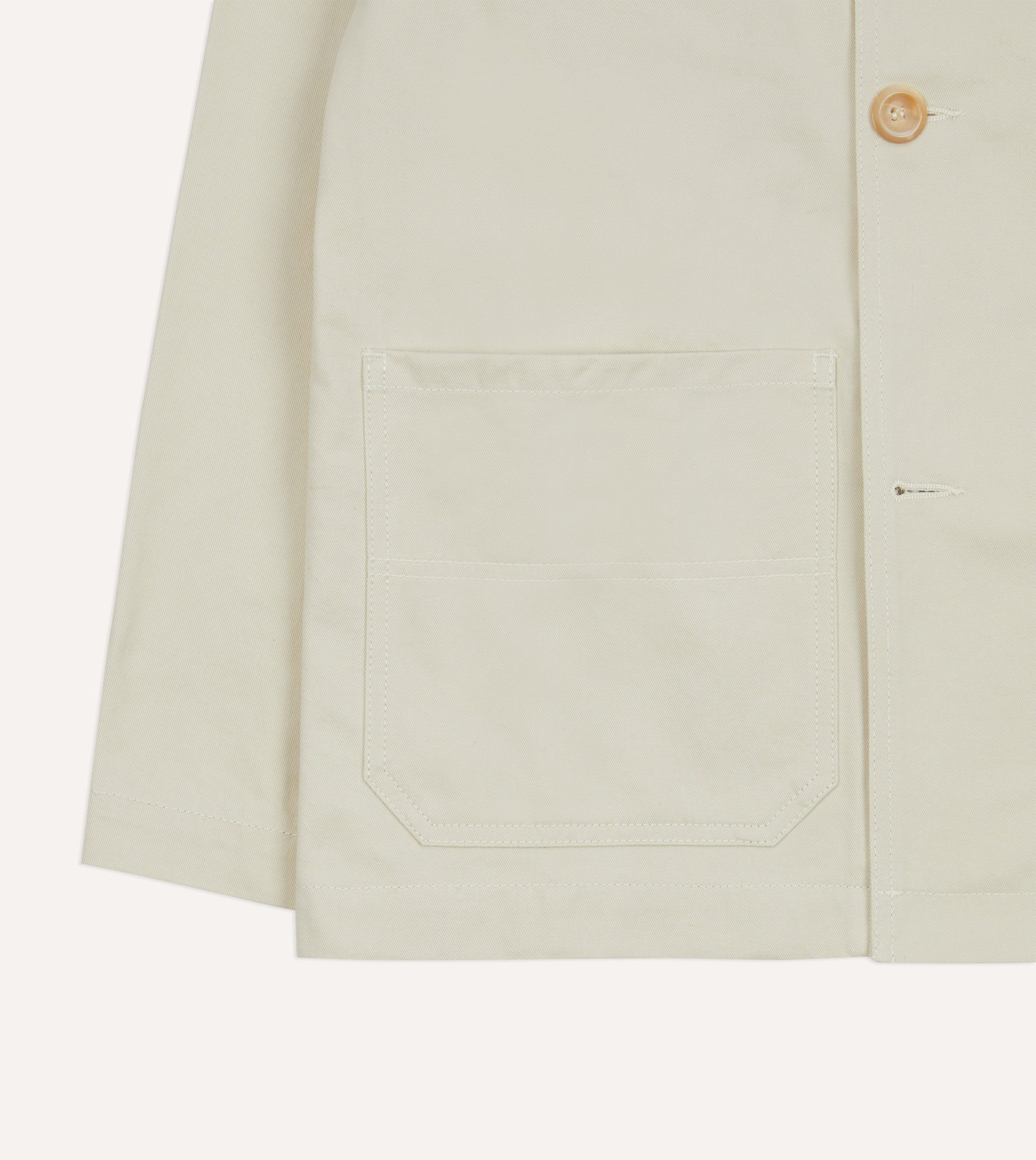 Ecru Cotton Double-Breasted Chore Coat - Image 7