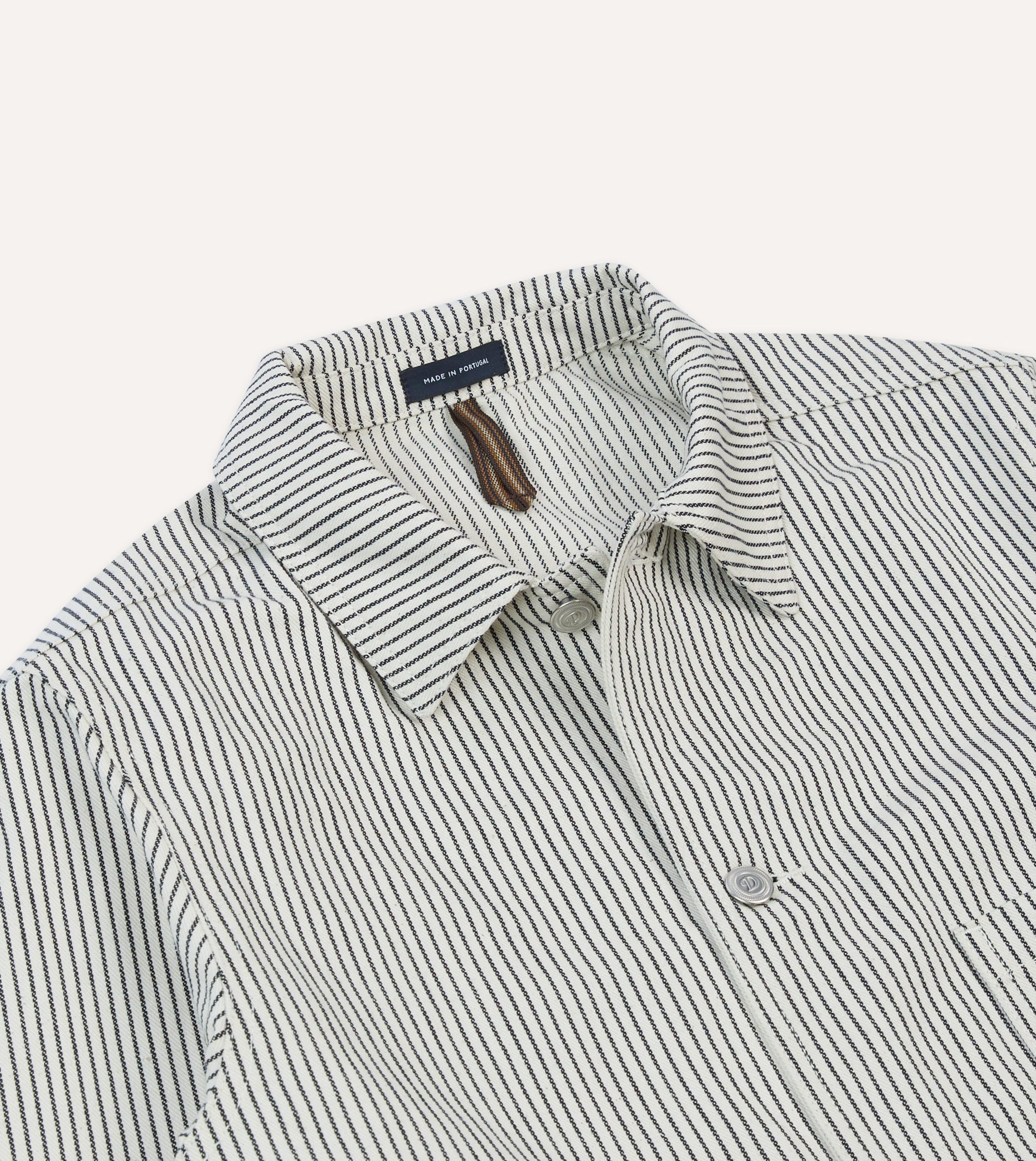 Navy and Ecru Stripe Cotton Stoker Jacket - Image 3
