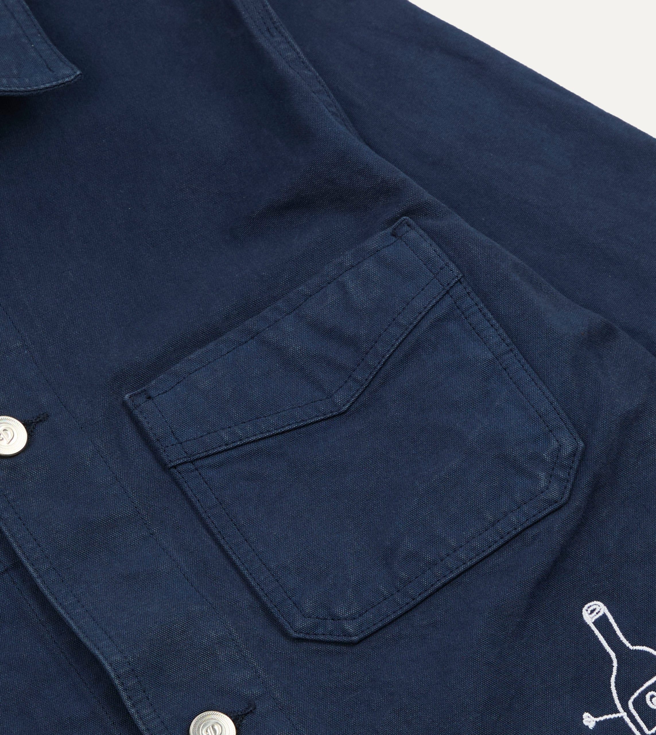 Kennedy by Drake's Navy Cotton Duck Canvas Five-Pocket Chore Jacket - Image 4