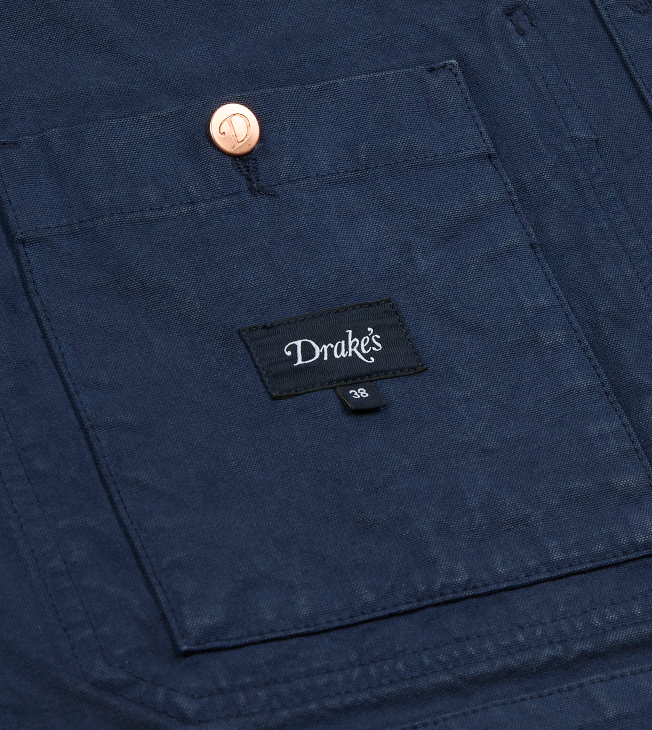Kennedy by Drake's Navy Cotton Duck Canvas Five-Pocket Chore Jacket - Image 8