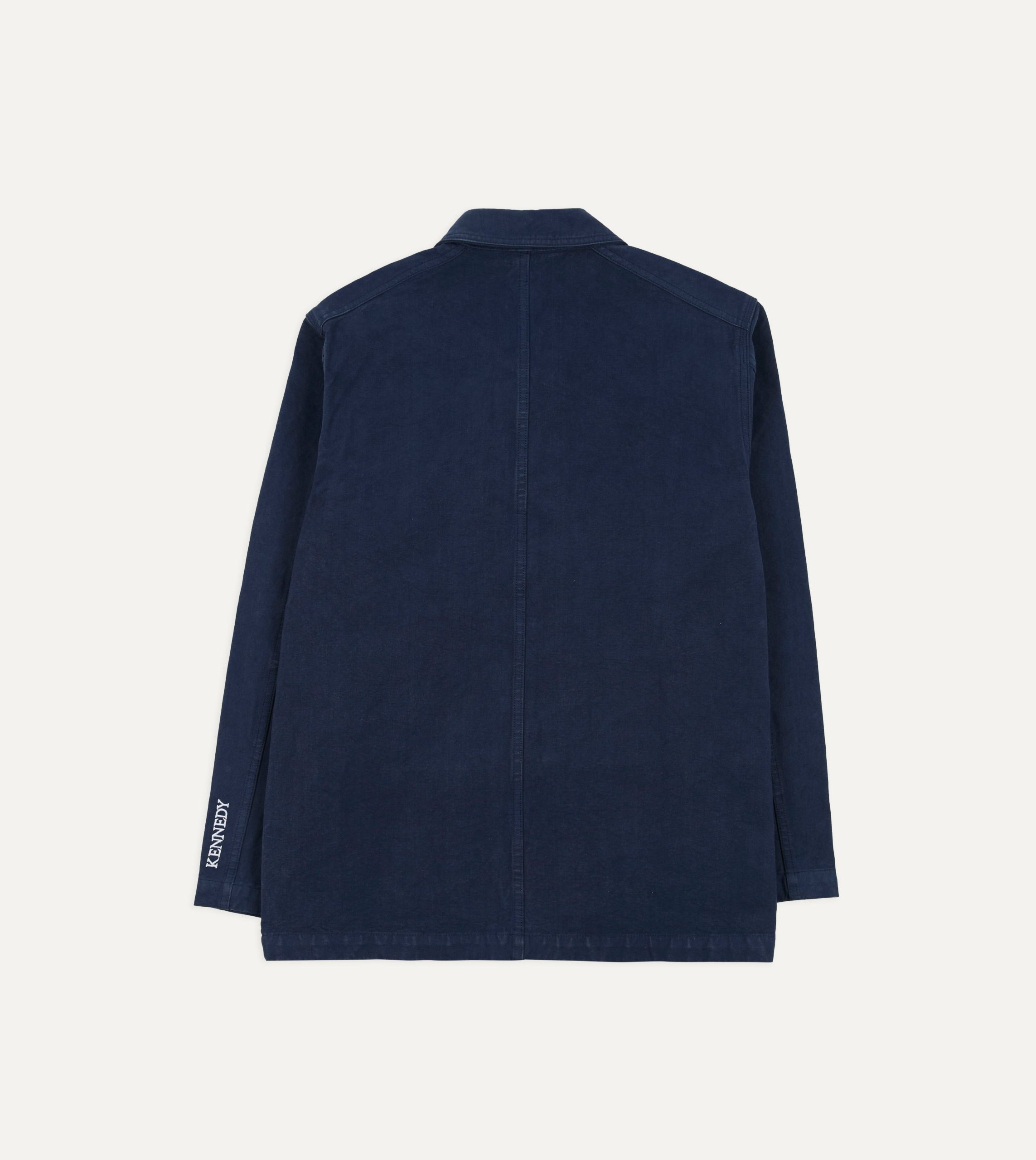 Kennedy by Drake's Navy Cotton Duck Canvas Five-Pocket Chore Jacket - Image 9