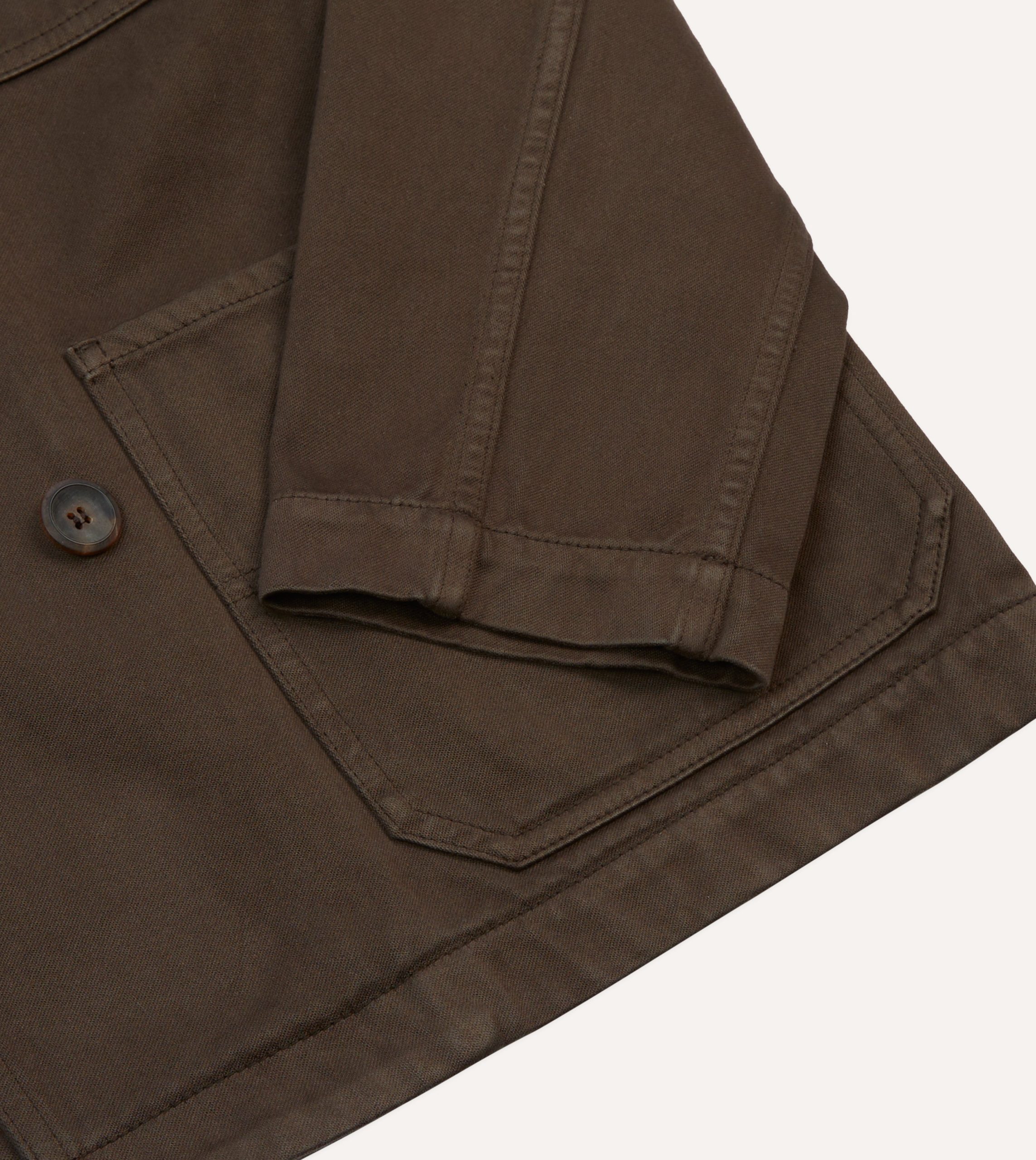 Brown Cotton Double-Breasted Chore Coat - Image 5