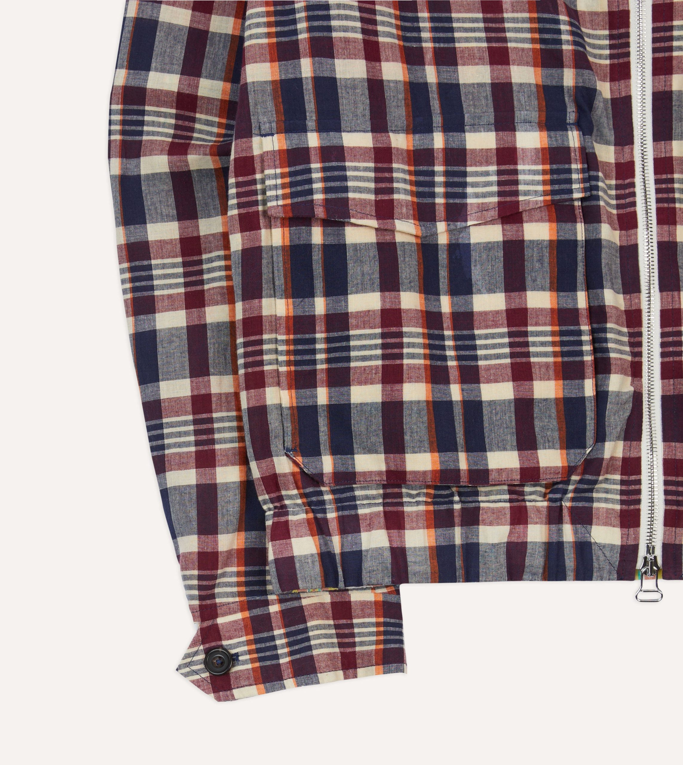 Waxed Madras Cotton Tennis Blouson Jacket - Image 5
