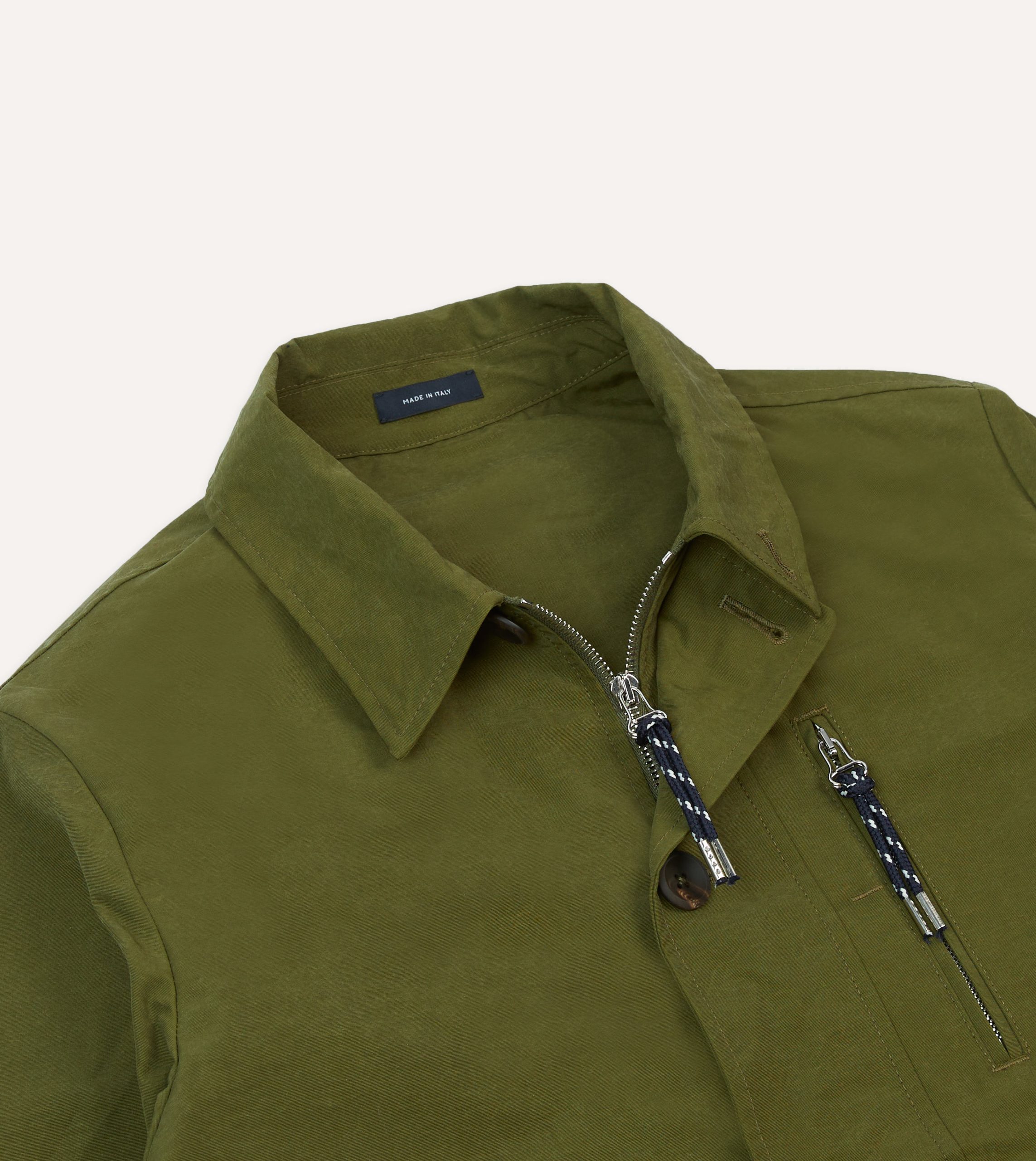 Olive Cotton Blouson Jacket - Image 3