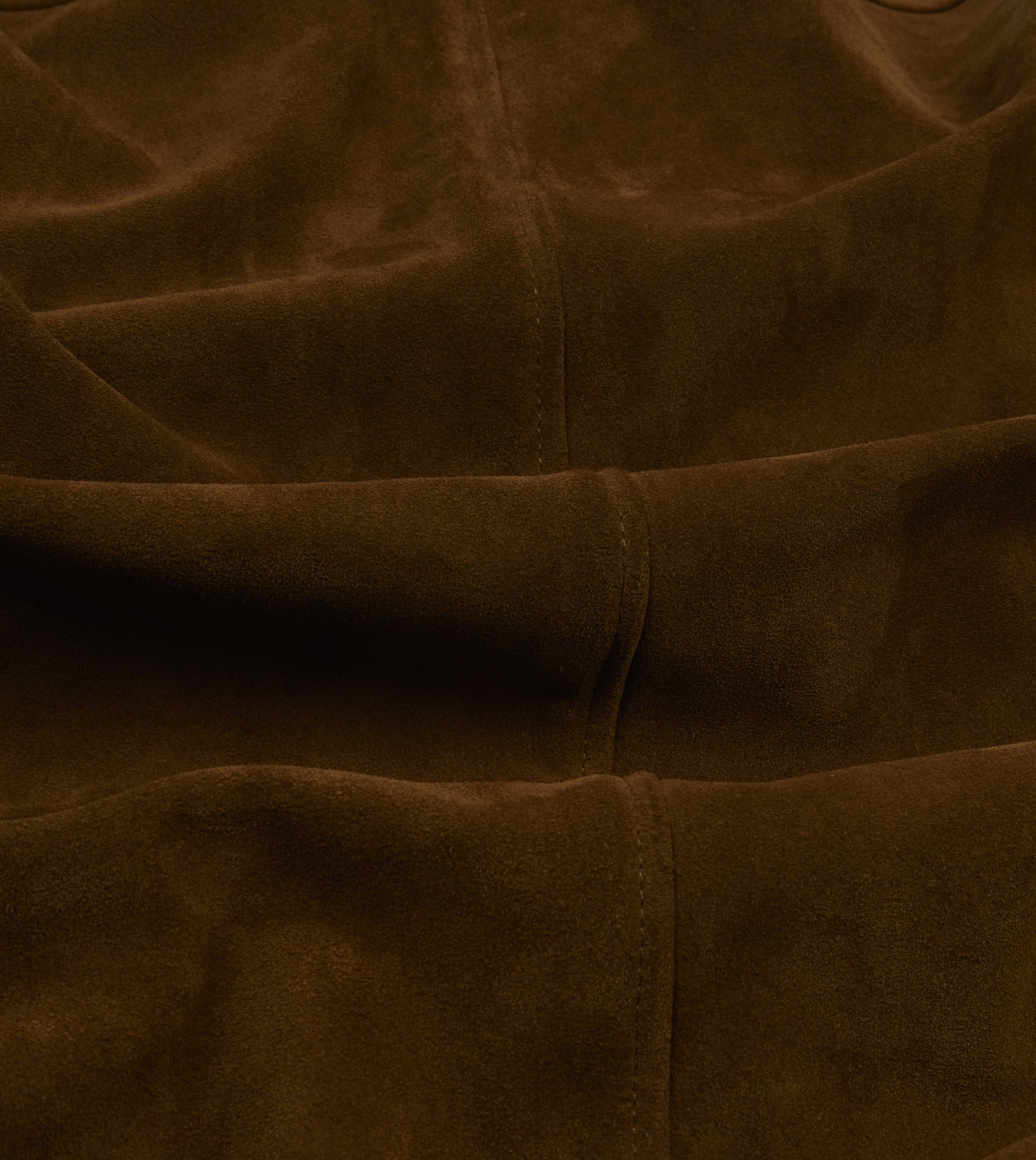 Brown Suede Car Coat with Blanket Lining - Image 2