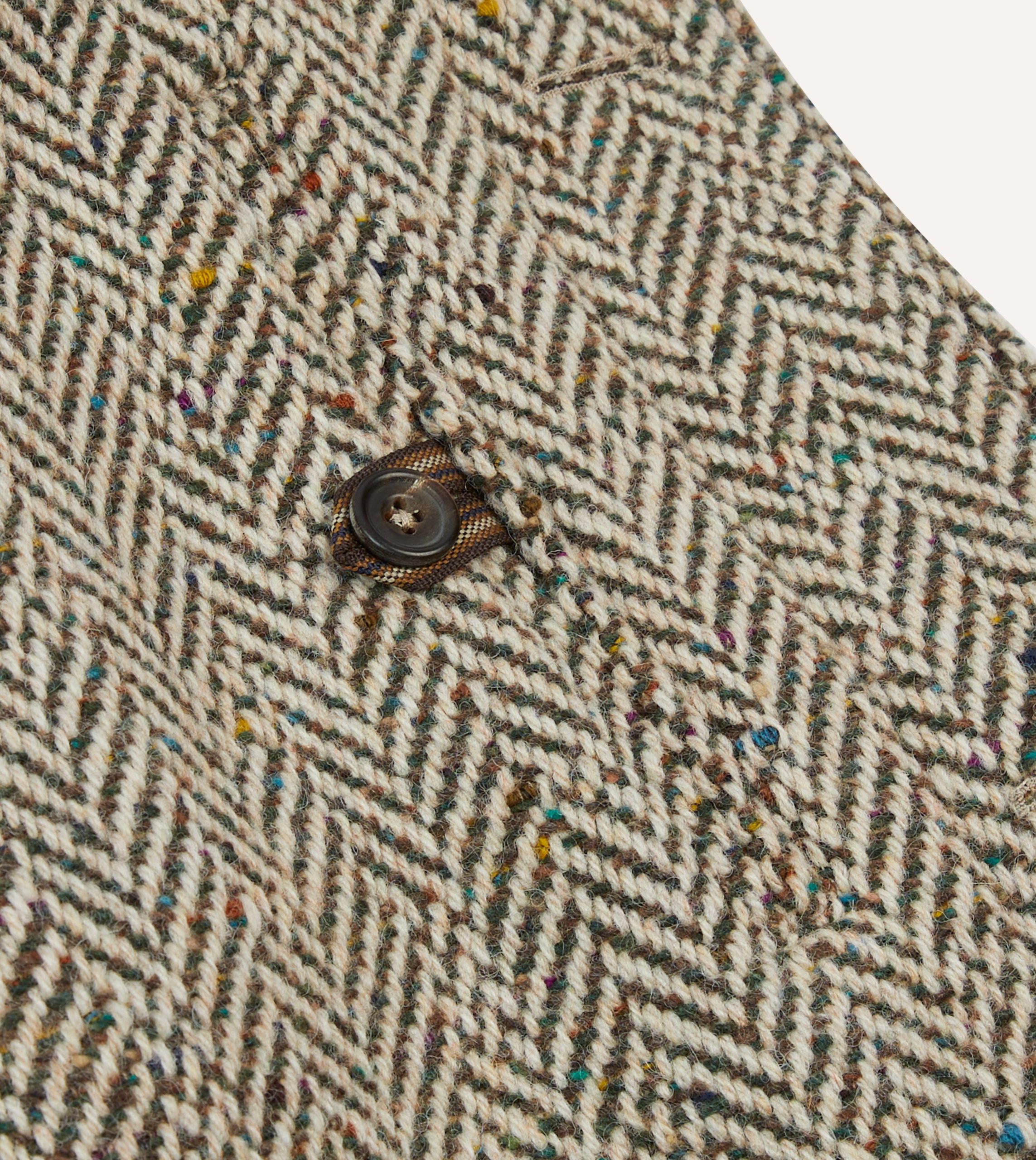 Taupe Herringbone Flecked Wool Raglan Coat - Image 6