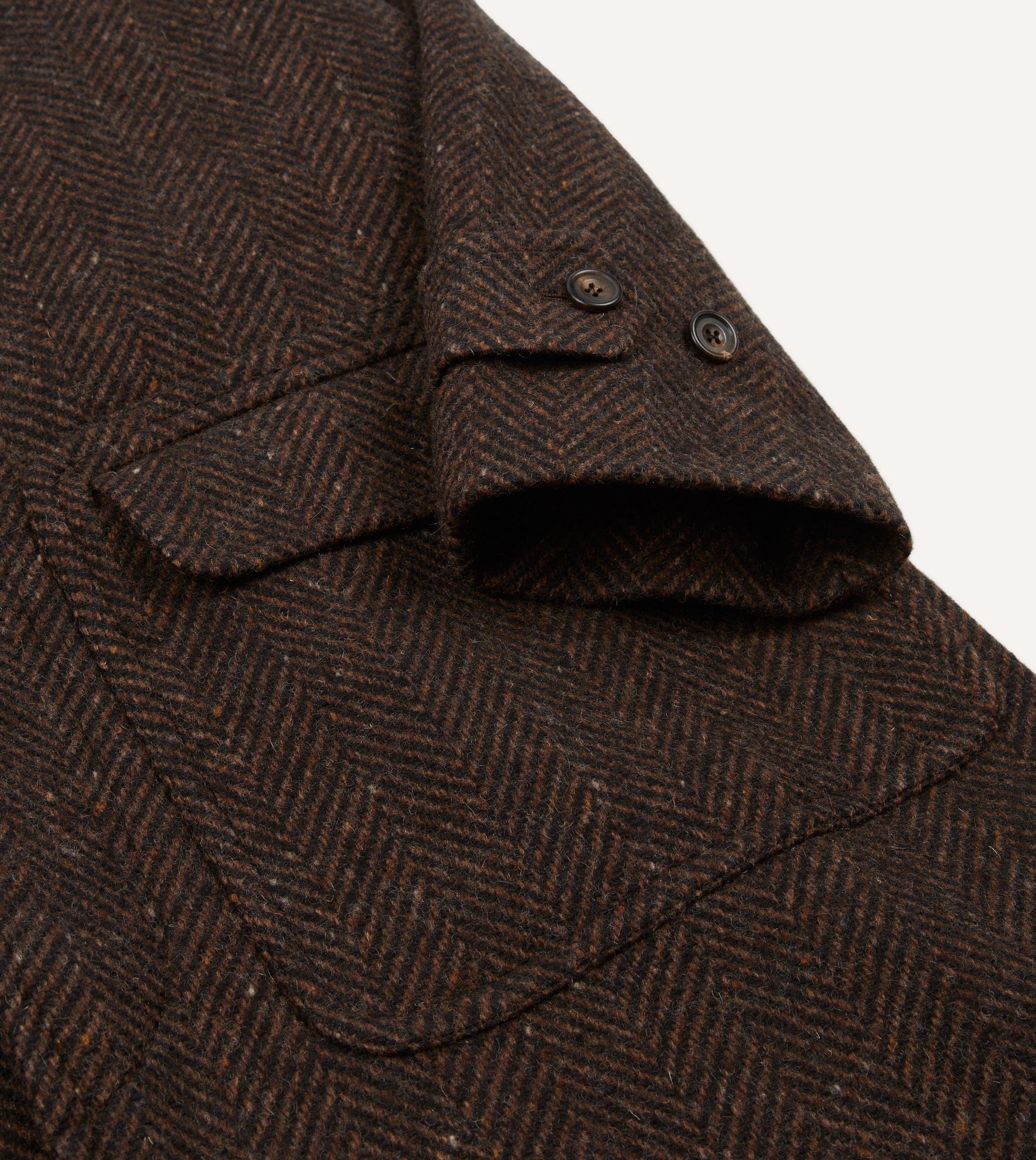 Brown Herringbone Wool Raglan Coat - Image 4