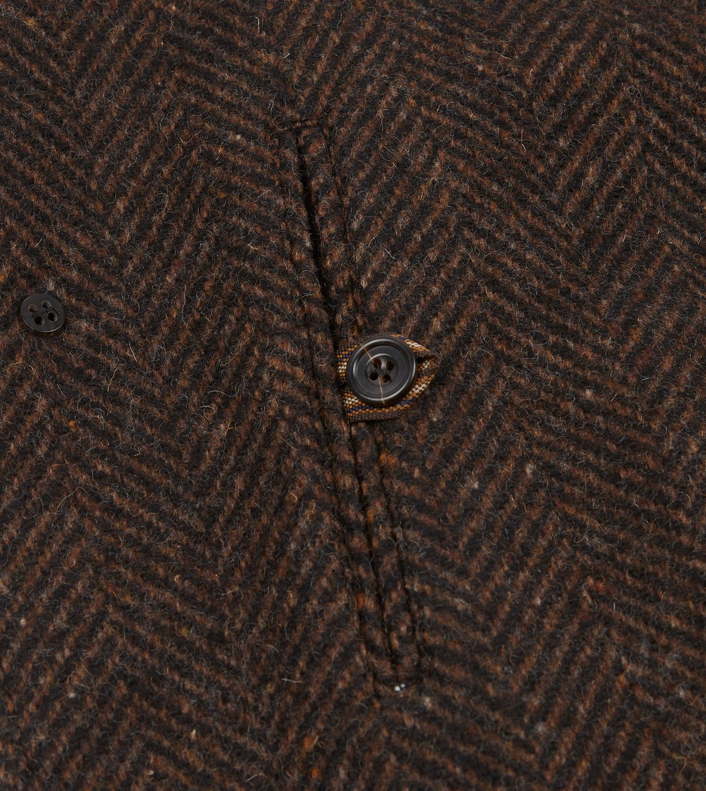 Brown Herringbone Wool Raglan Coat - Image 5