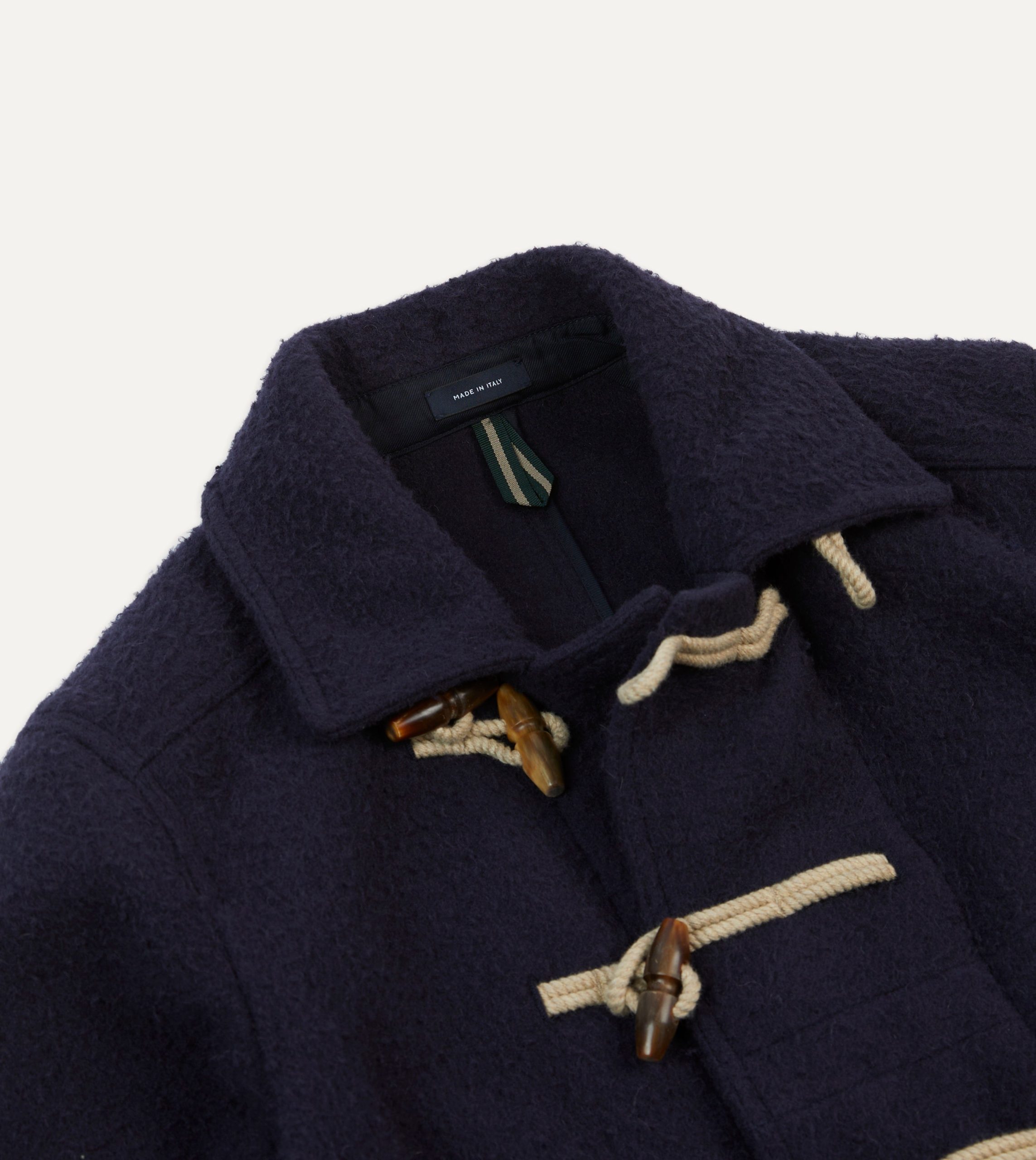 Navy Casentino Wool Short Duffle Coat - Image 3