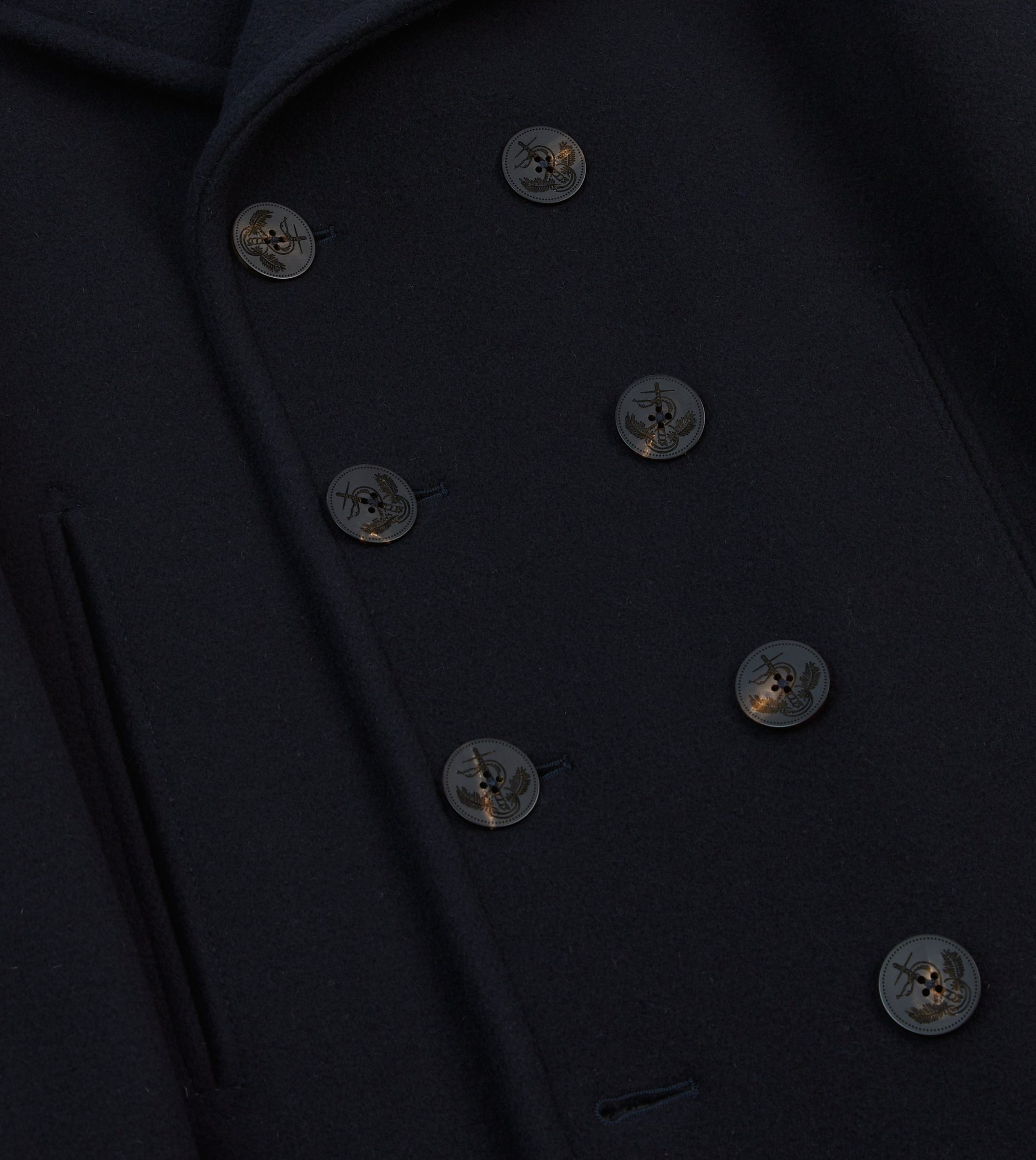 Navy Wool Double-Breasted Peacoat - Image 4