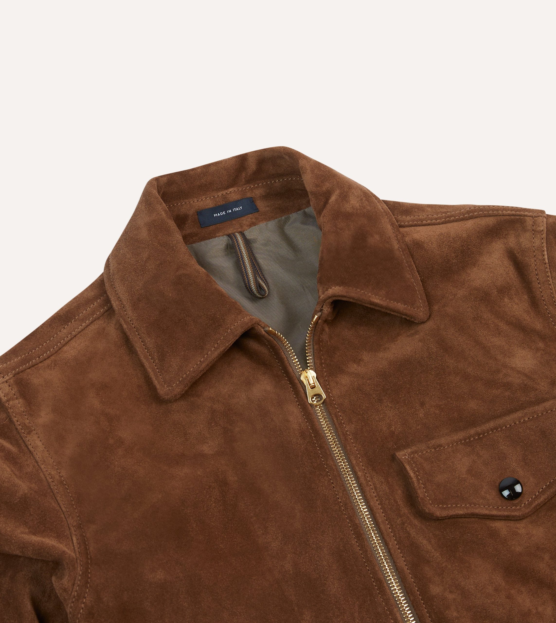 Tobacco Heavyweight Suede A-2 Bomber Jacket - Image 3