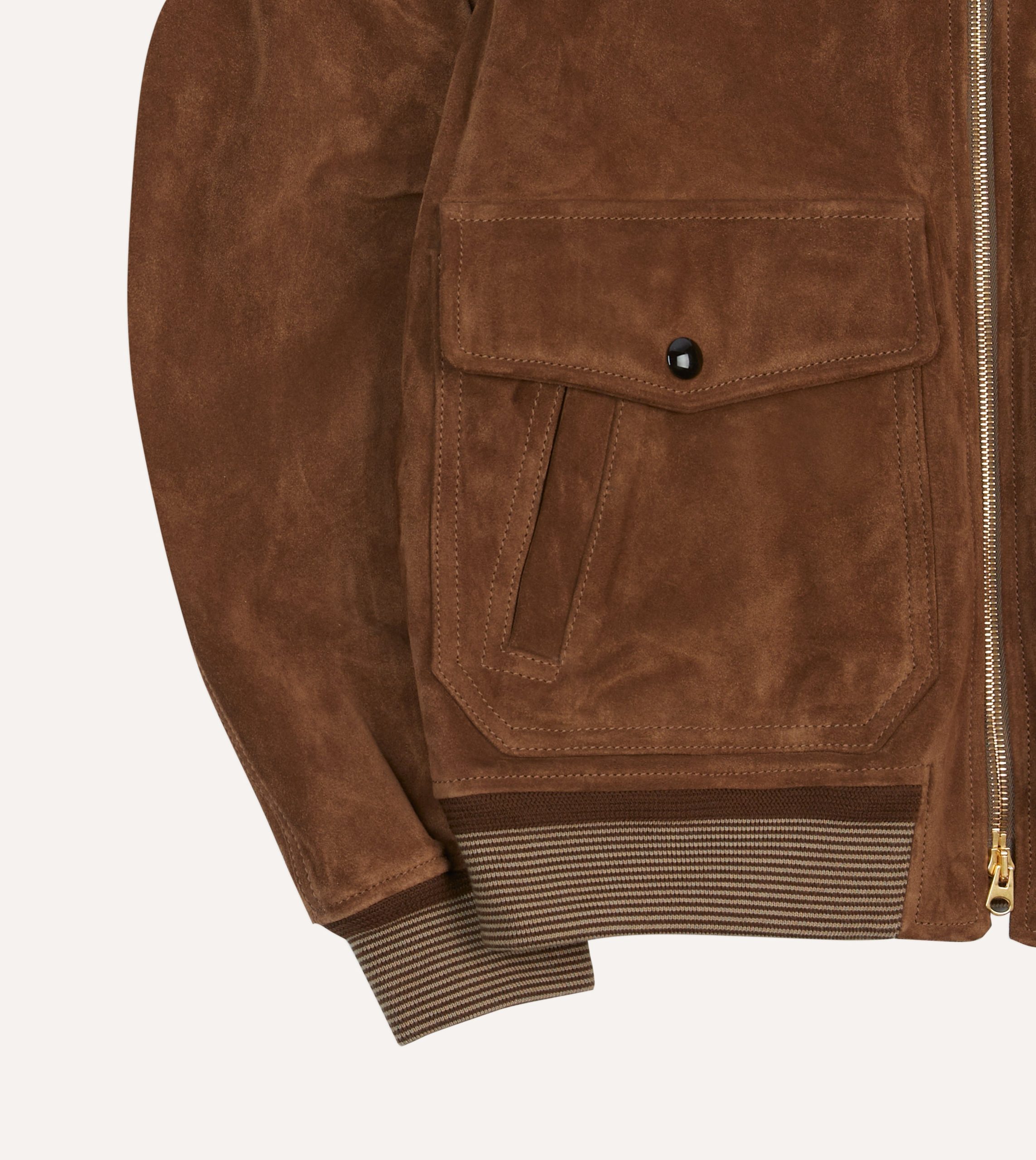 Tobacco Heavyweight Suede A-2 Bomber Jacket - Image 6