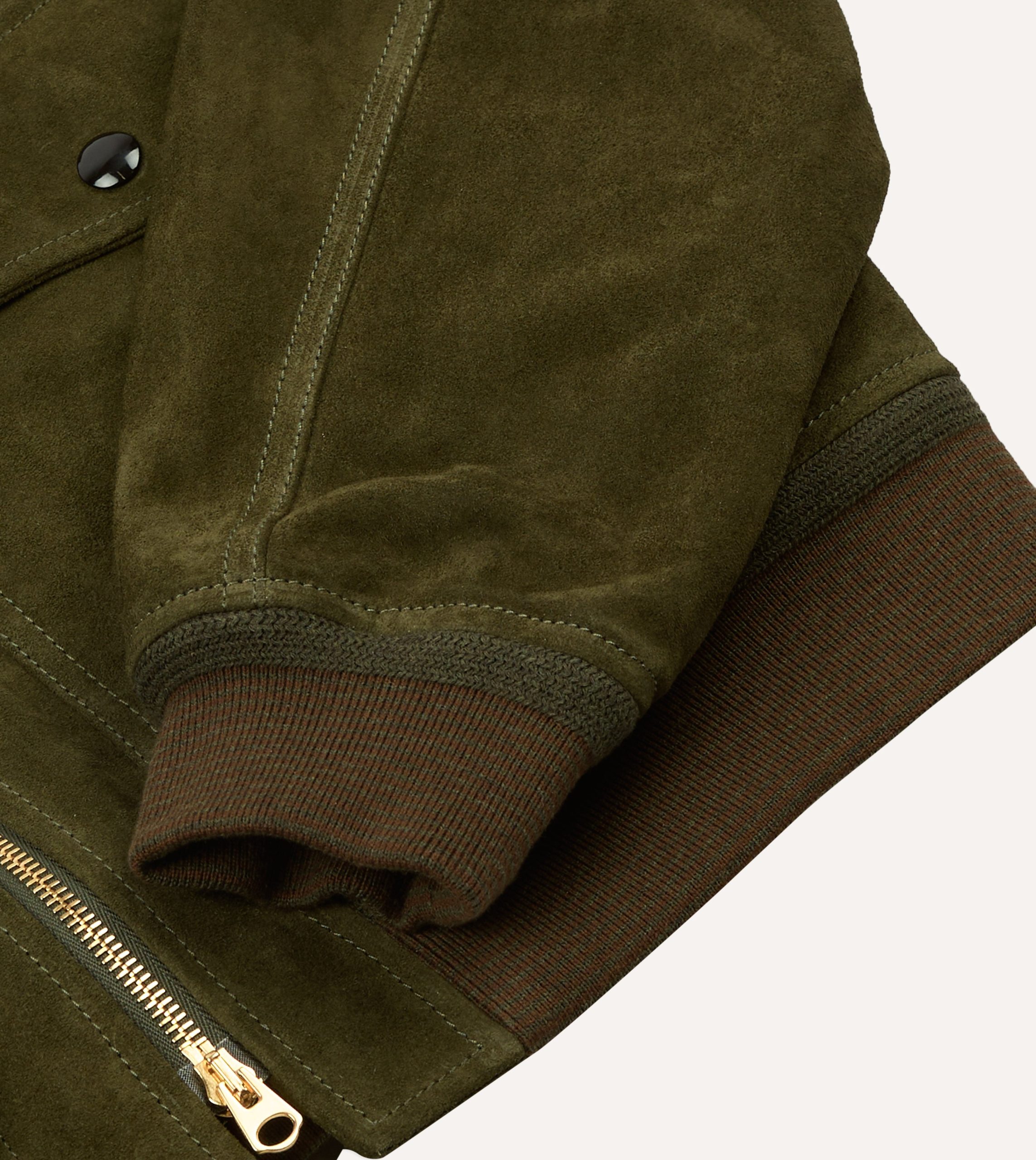 Green Heavyweight Suede A-2 Bomber Jacket - Image 5