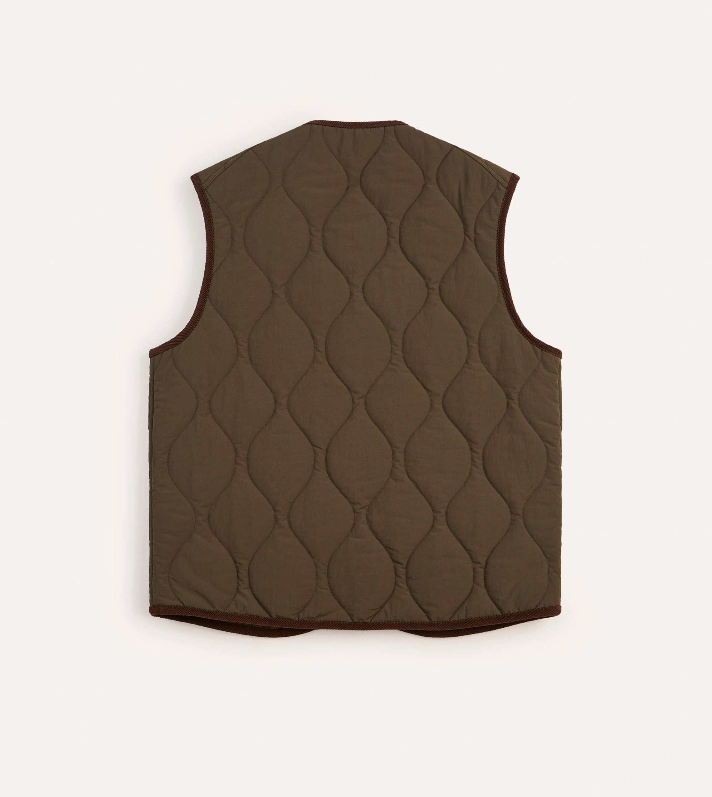 Olive Quilted Nylon Zip Vest - Image 5
