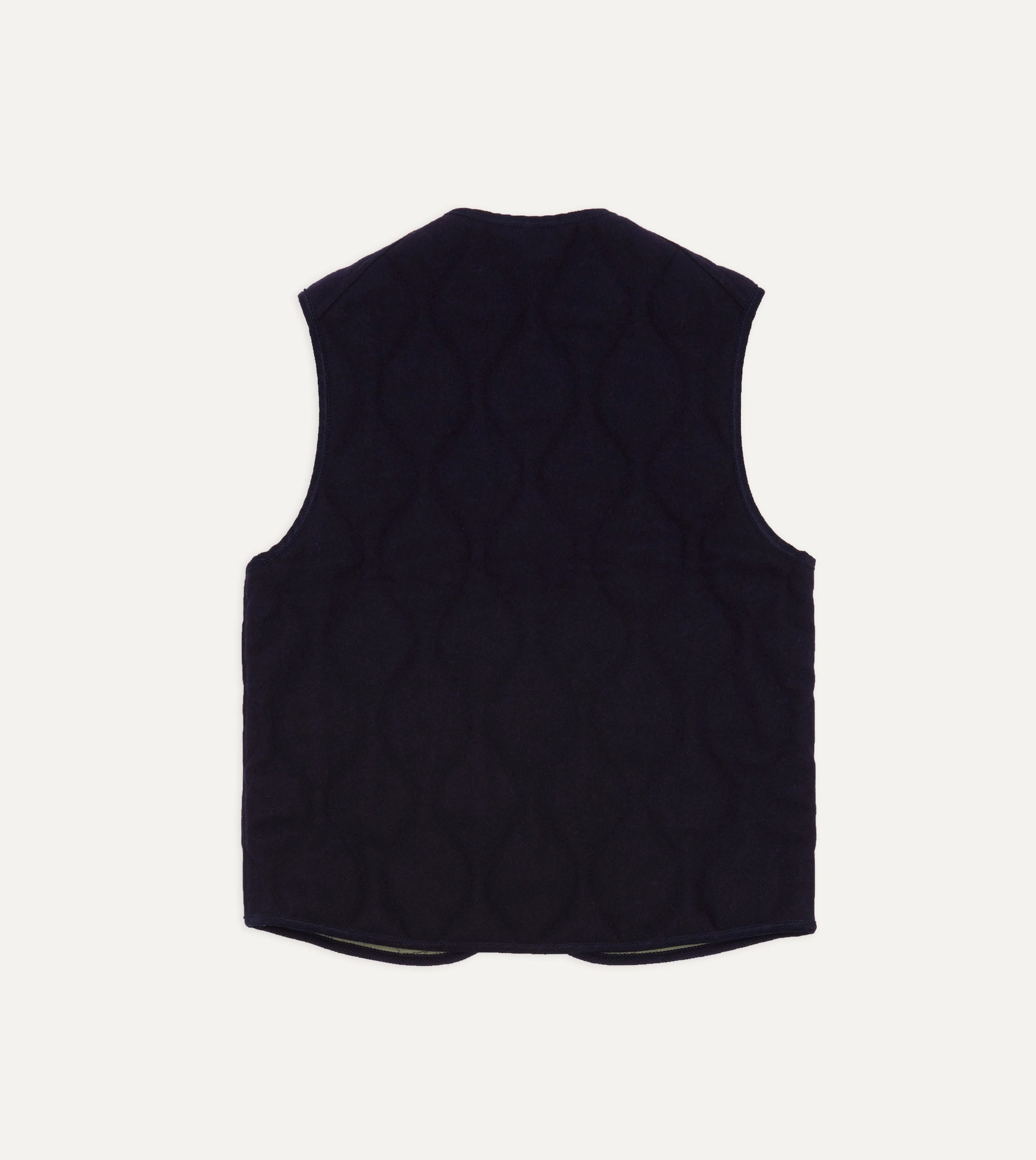 Navy Quilted Melton Wool Zip Vest - Image 6