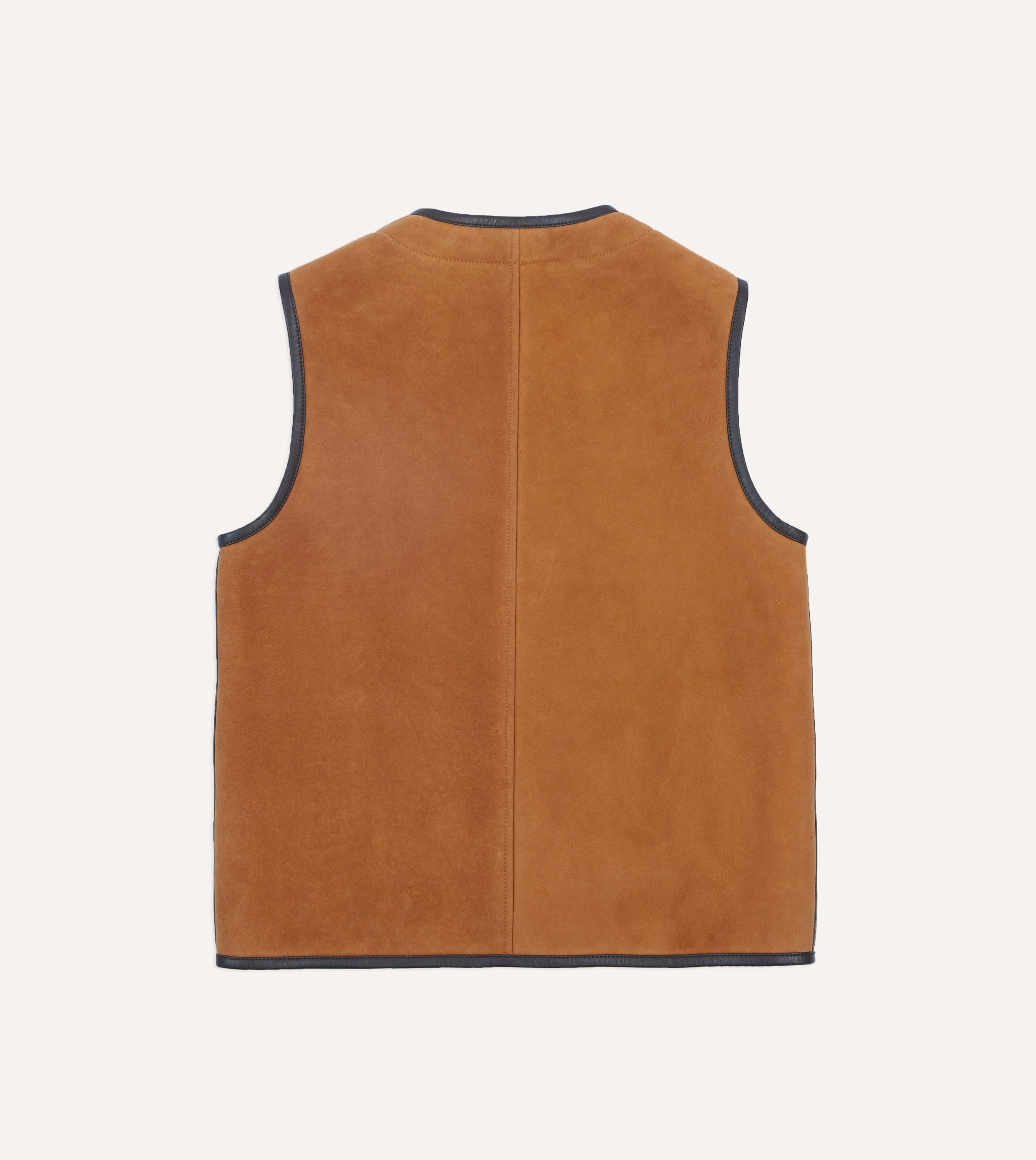 Tan Suede Shearling Vest - Image 7