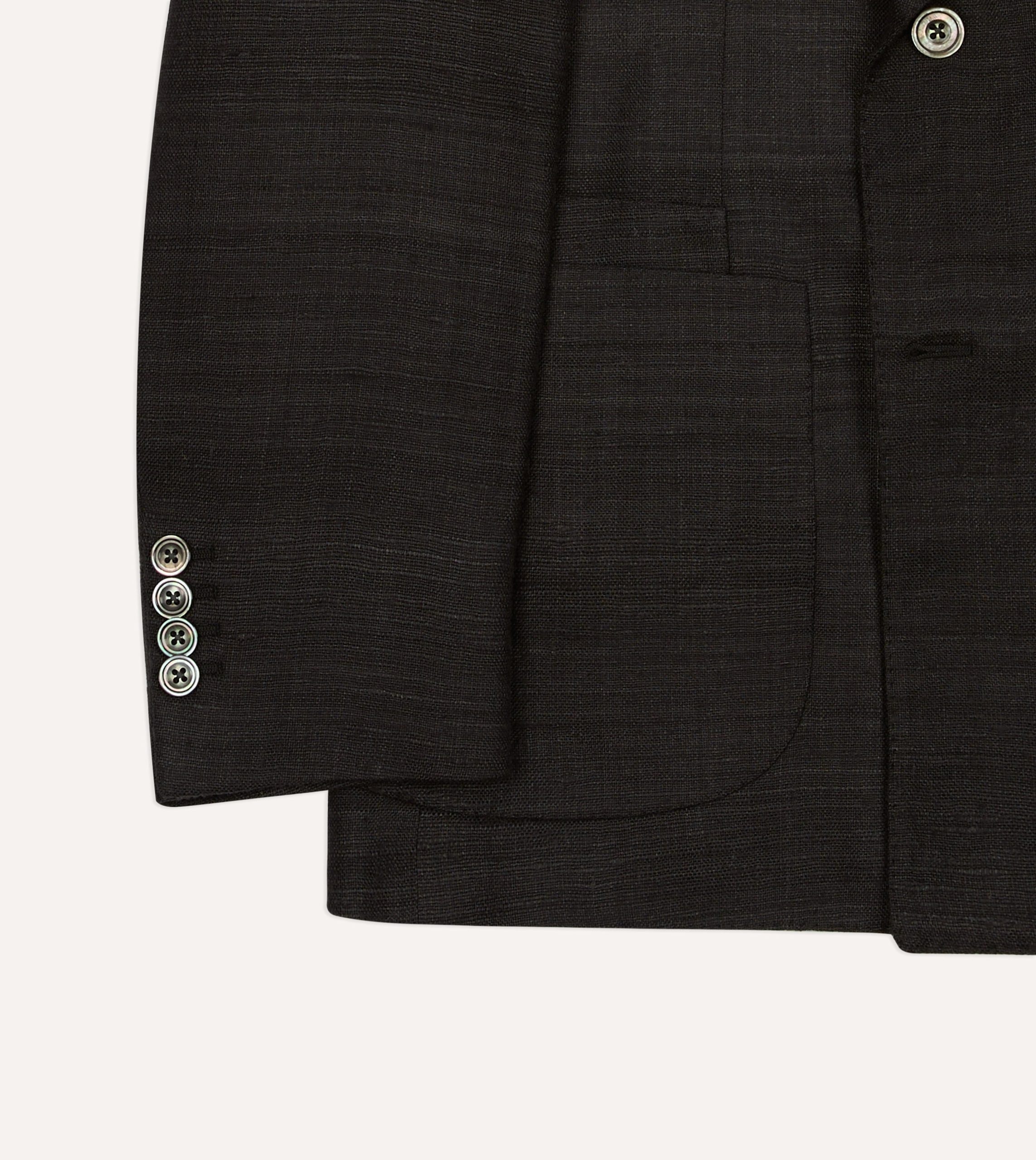 Black Tussah Silk Double-Breasted Evening Jacket - Image 6