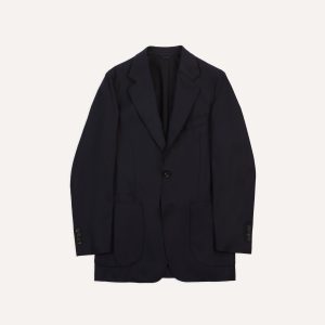 Navy Wool Flannel Tailored Jacket
