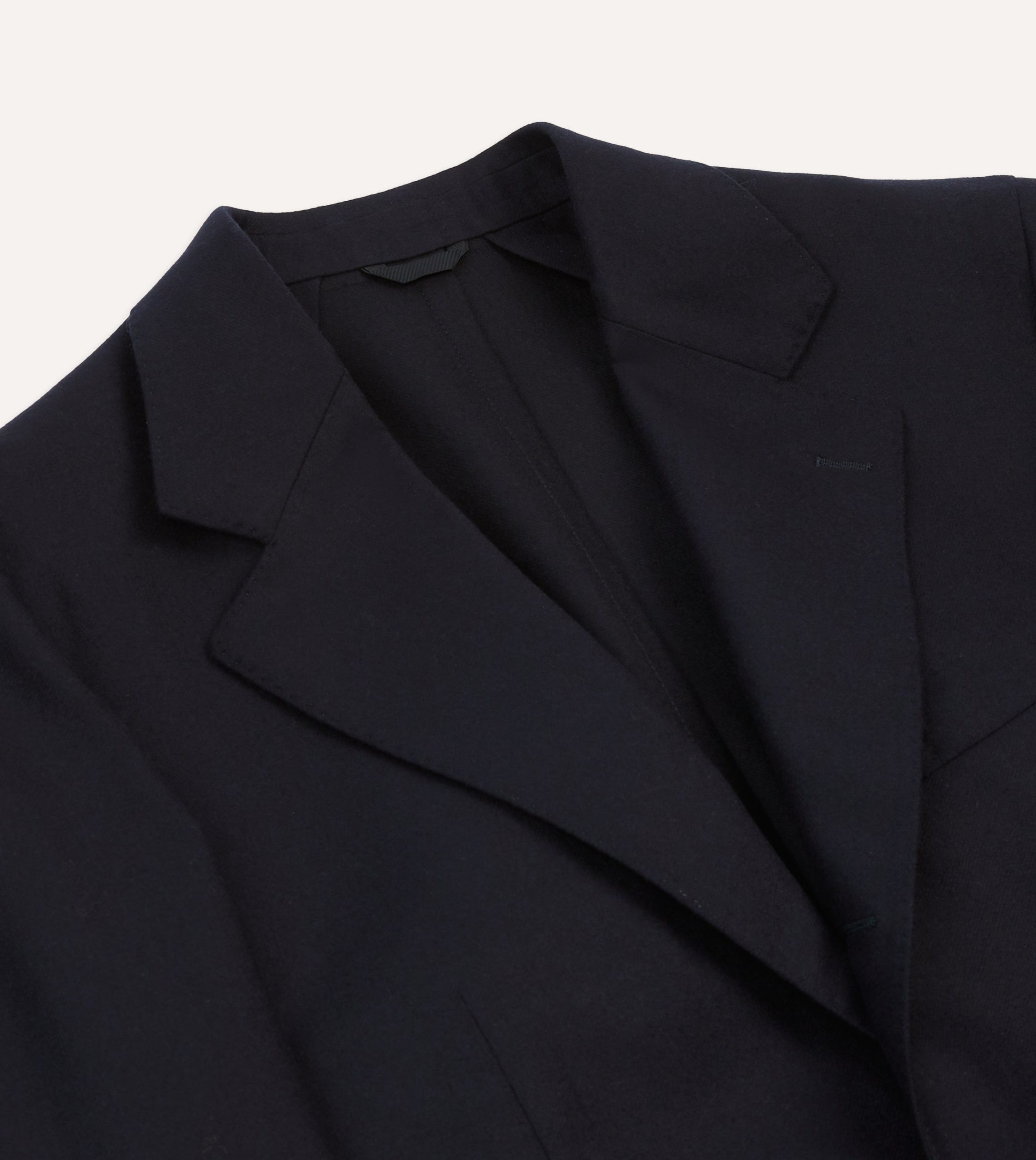 Navy Wool Flannel Tailored Jacket - Image 3