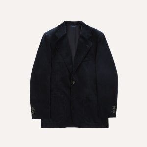 Navy Mid-Wale Cotton Corduroy Tailored Jacket