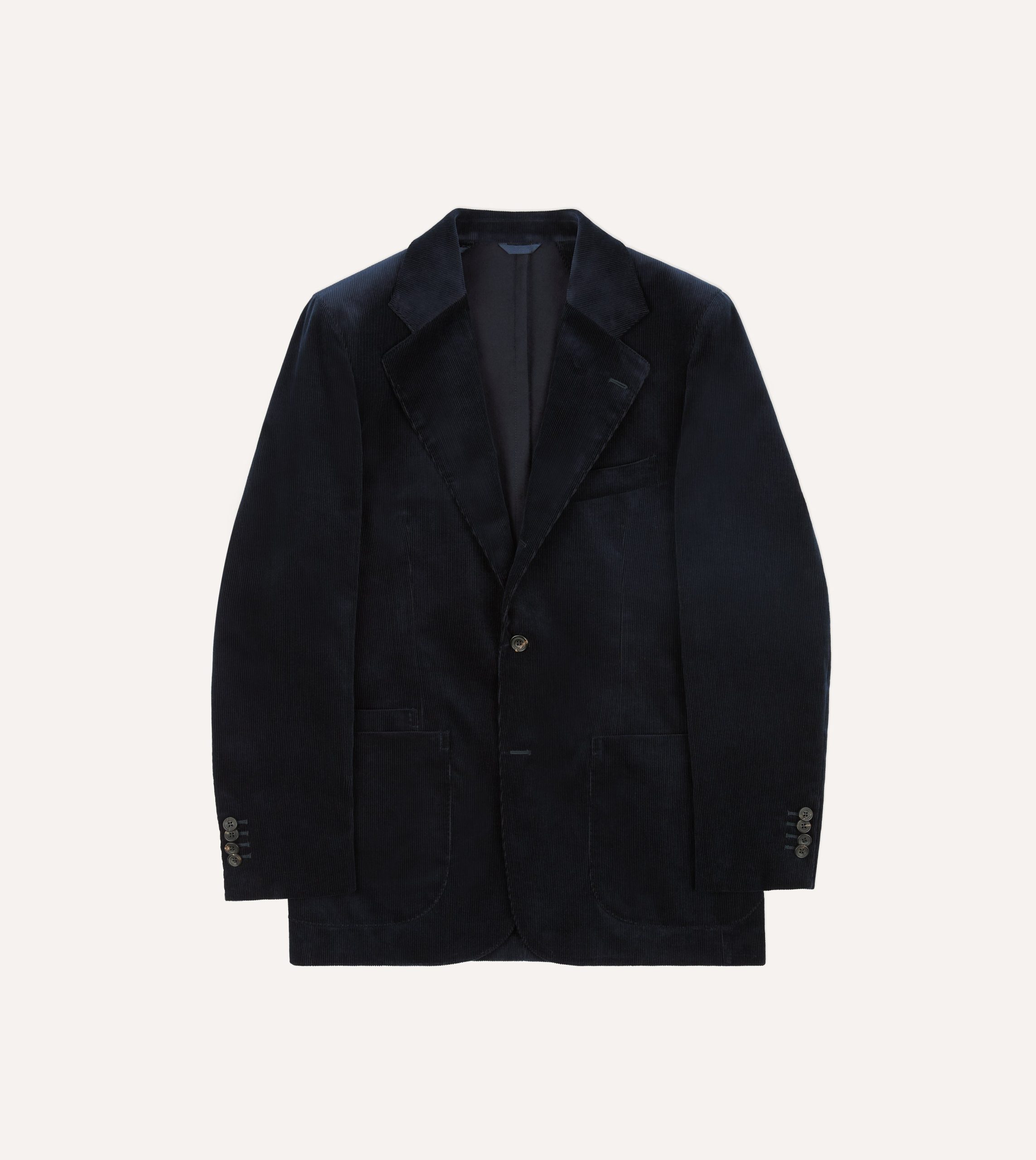 Navy Mid-Wale Cotton Corduroy Tailored Jacket