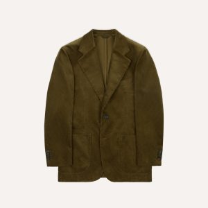 Olive Green Mid-Wale Cotton Corduroy Tailored?Jacket