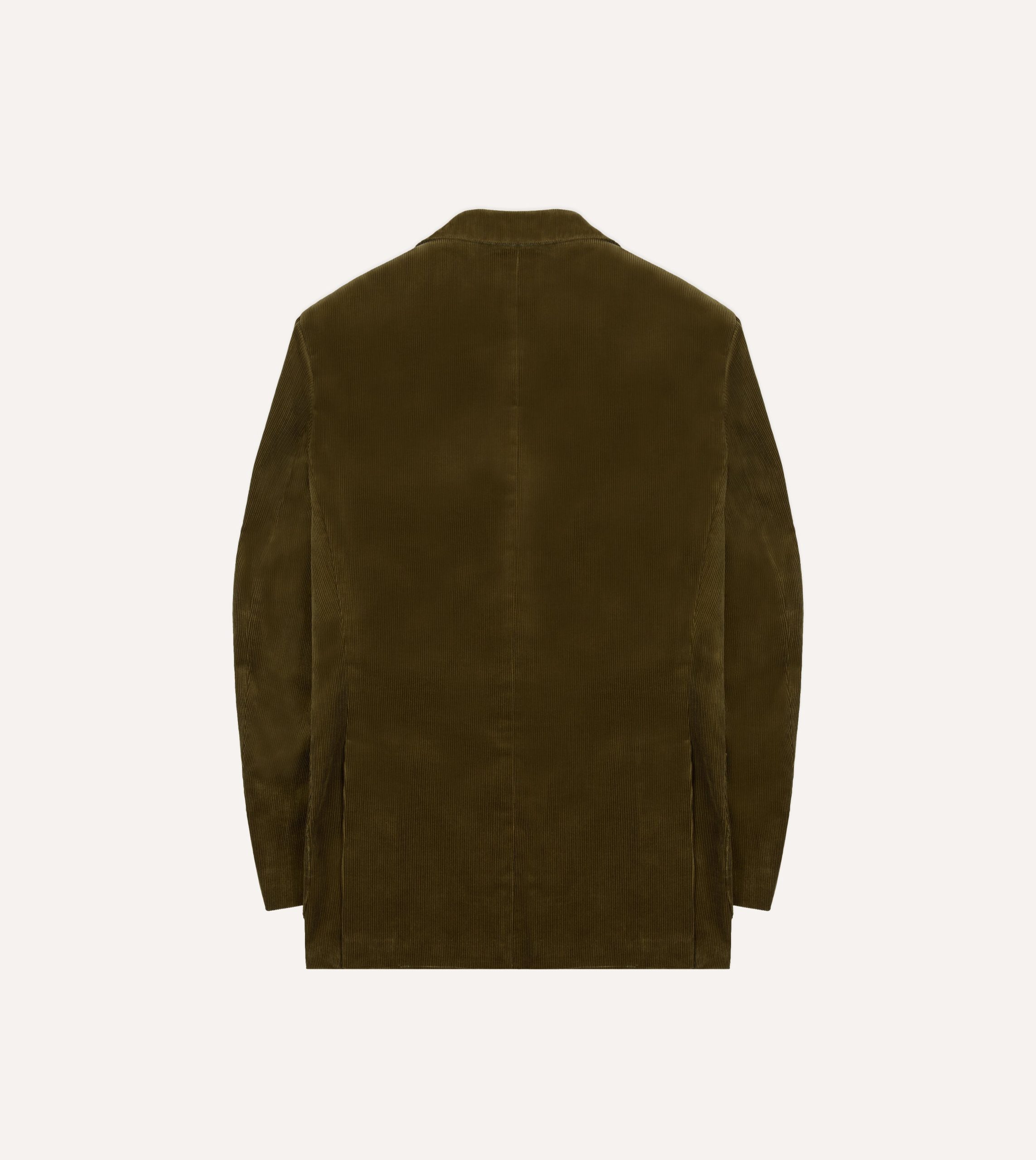 Olive Green Mid-Wale Cotton Corduroy Tailored?Jacket - Image 8