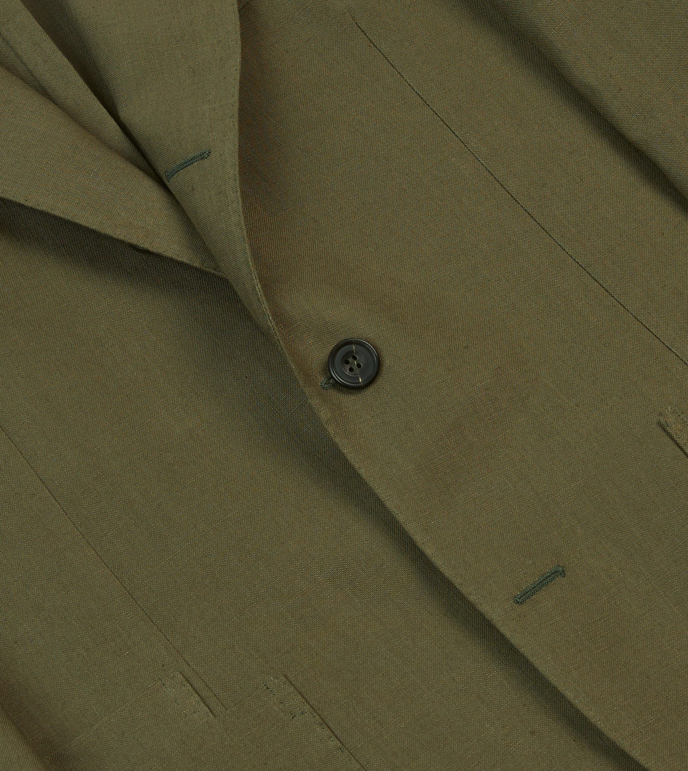 Olive Irish Linen Tailored Jacket - Image 5