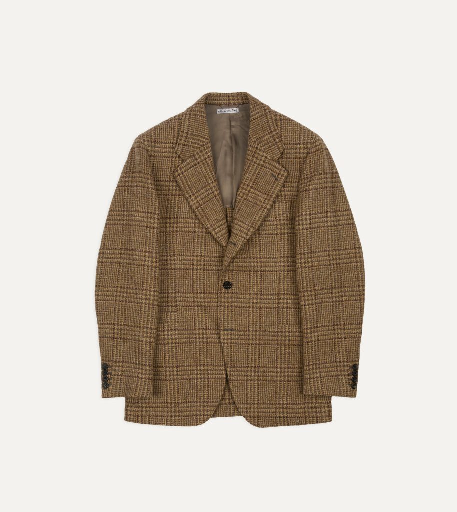 Beige Prince of Wales Check Tweed Blazer