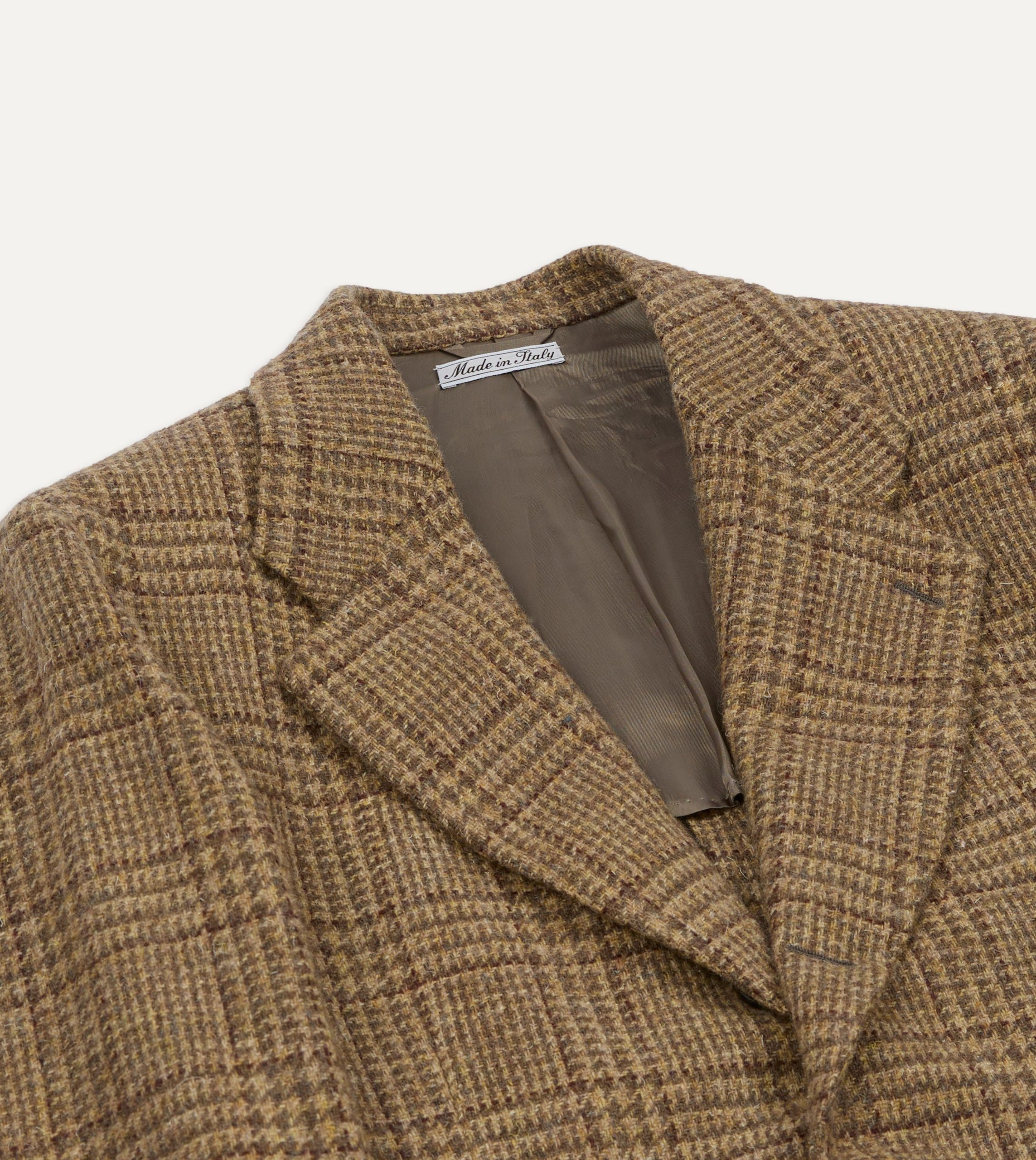 Beige Prince of Wales Check Tweed Blazer - Image 3